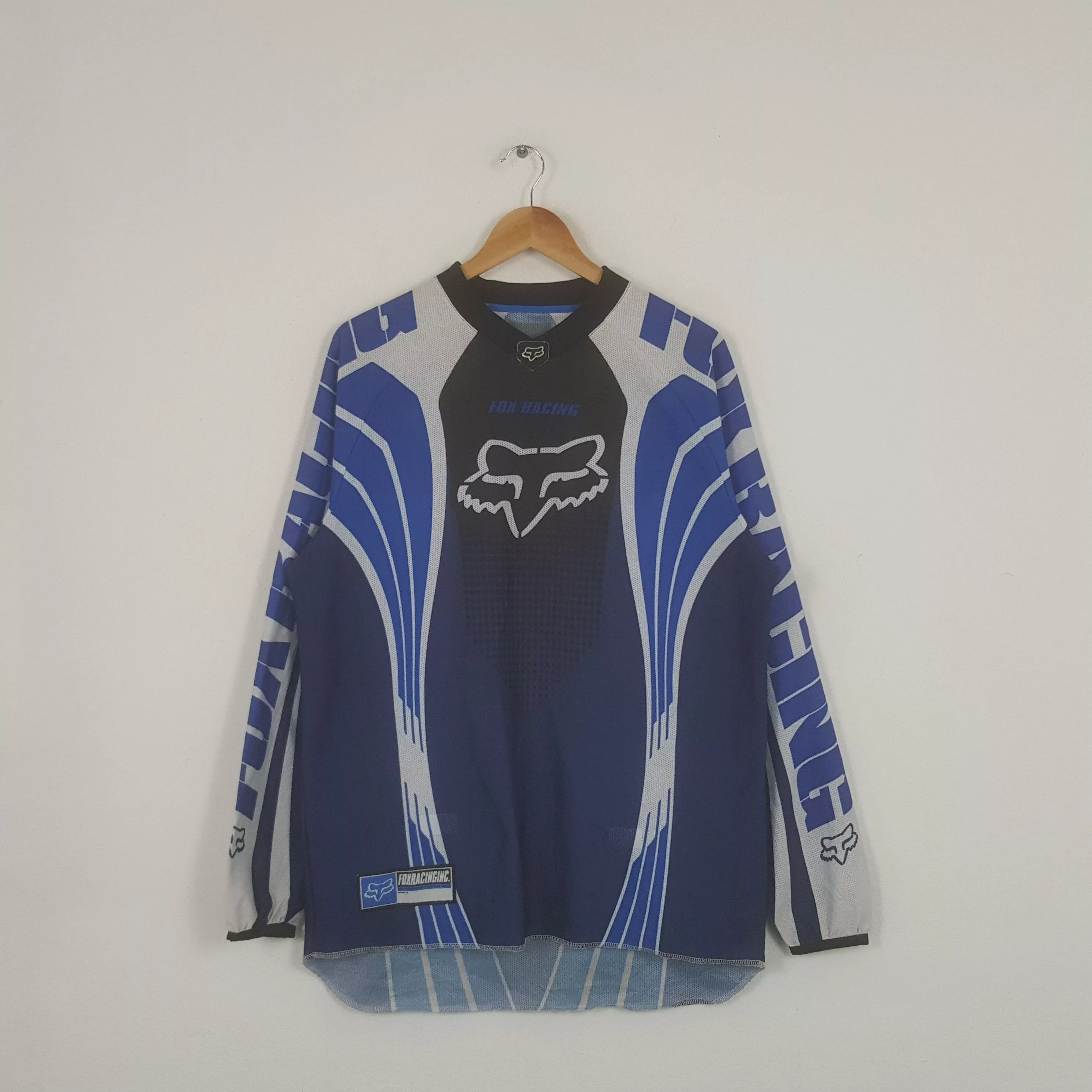 Fox Racing Long Sleeve T Shirts Fox Racing × Vintage Vintage Fox Racing Extreme Motorsports Jersey Tshirt Blue