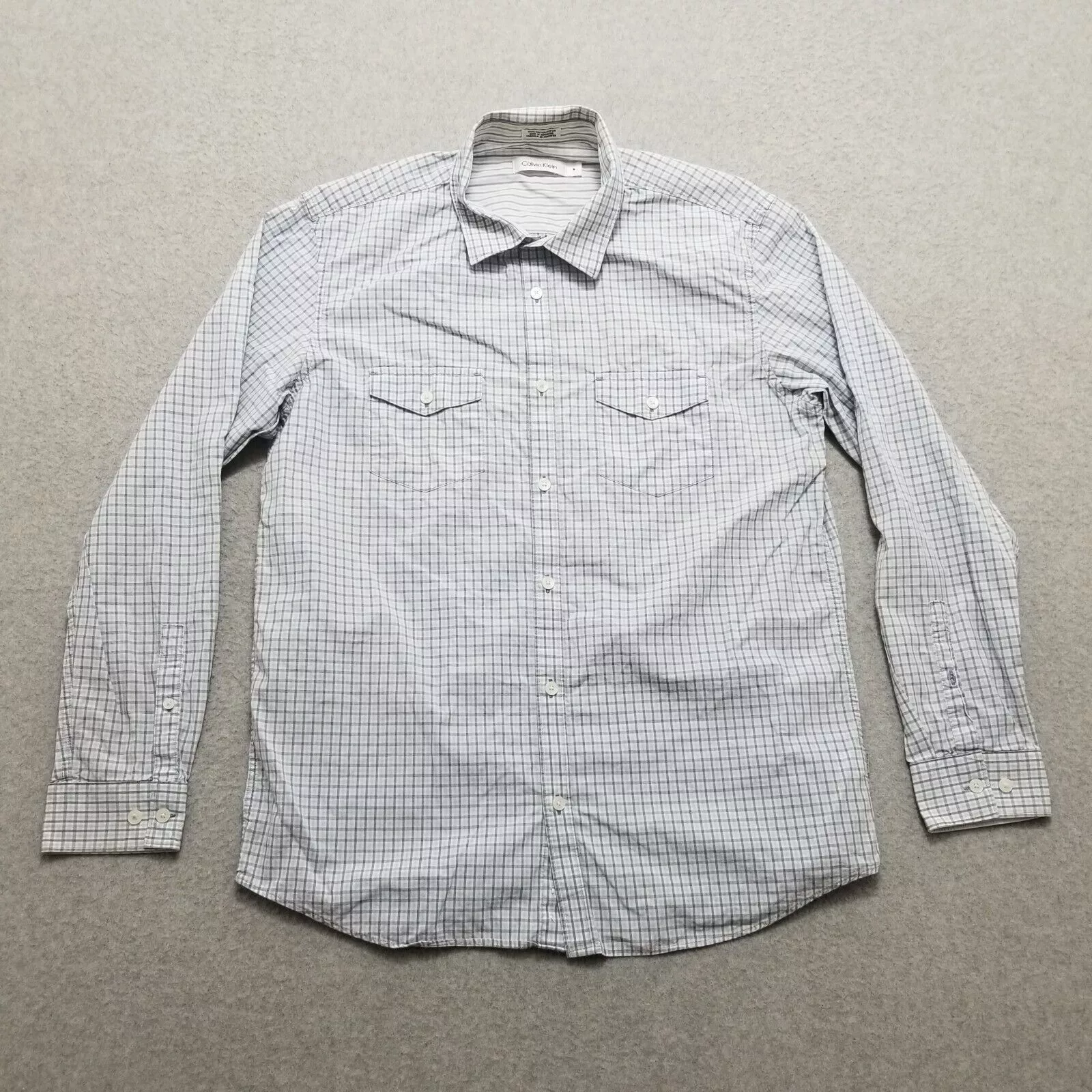 Calvin Klein Shirts Button Ups Calvin Klein Shirt Mens Medium Plaid Button Up Long Sleeve White