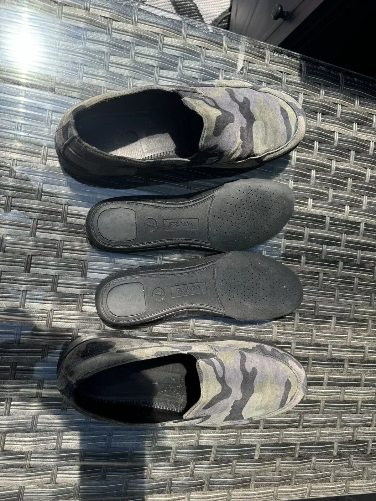 Prada Slip Ons Prada Suede Camo Slip-ons Green