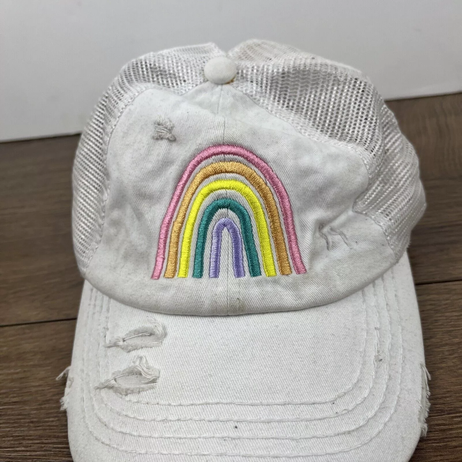 Other Hats Other Rainbow Hat Rainbow White Hat Adjustable Adult Size Hat Whit