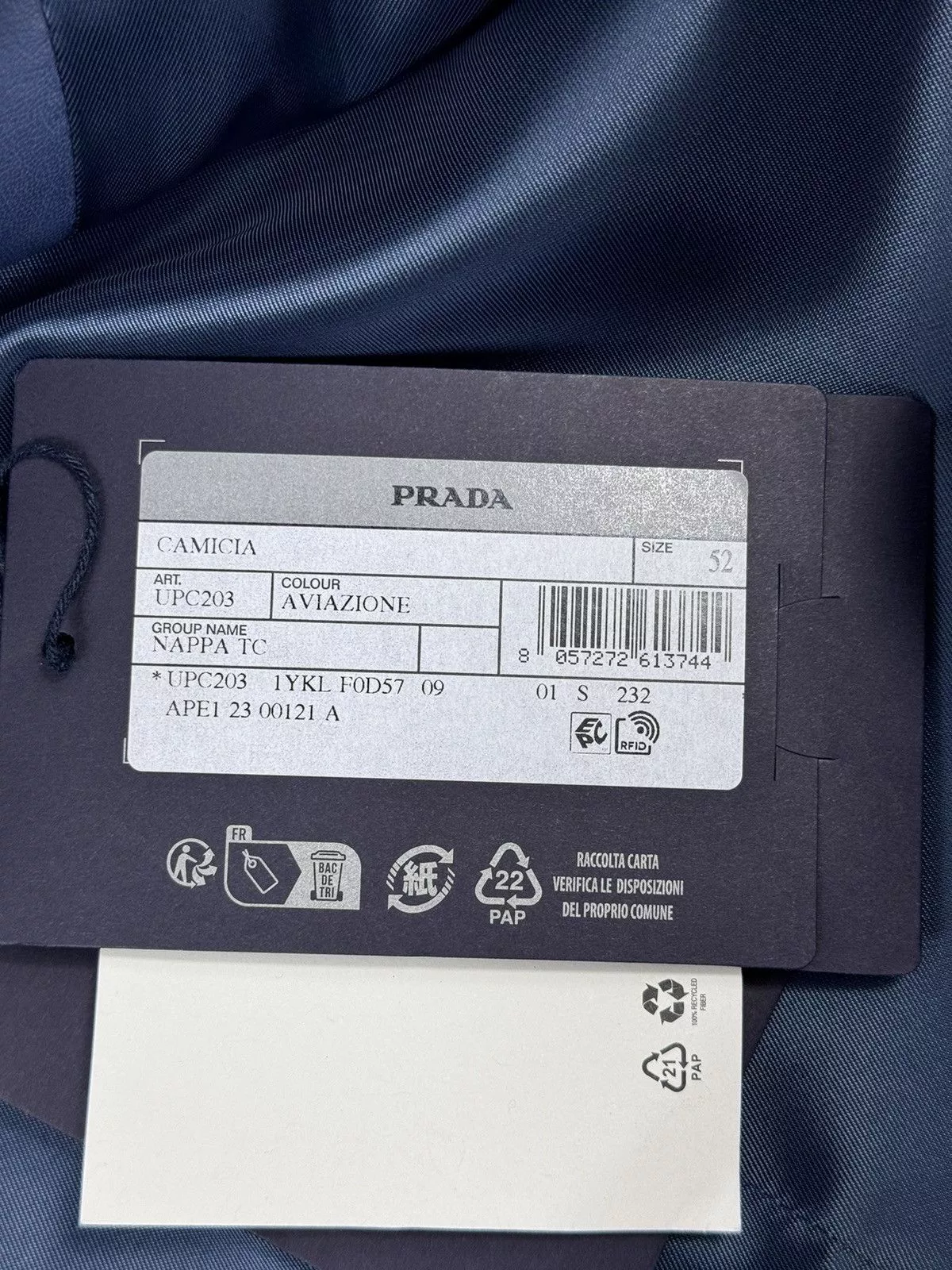 Prada Shirts Button Ups PRADA CAMICIA LEATHER SHIRT Blue