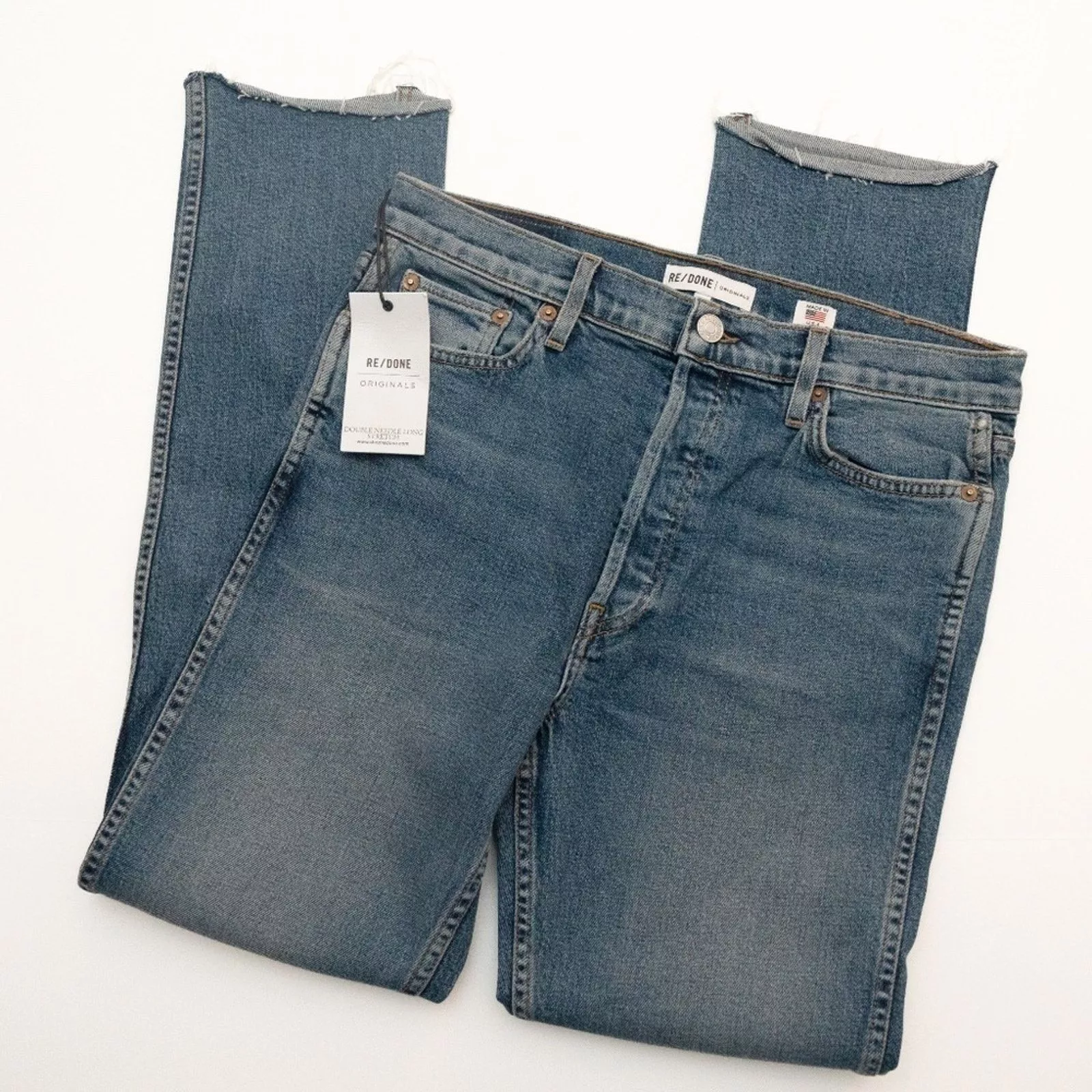 RE/DONE Jeans RE/Done. Double Needle Long Stretch Jeans In Blue.