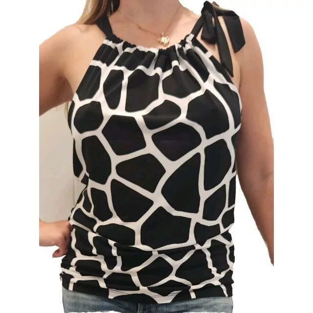 Michael Kors Blouses Michael by Michael Kors Women’s Black and White Giraffe Patt