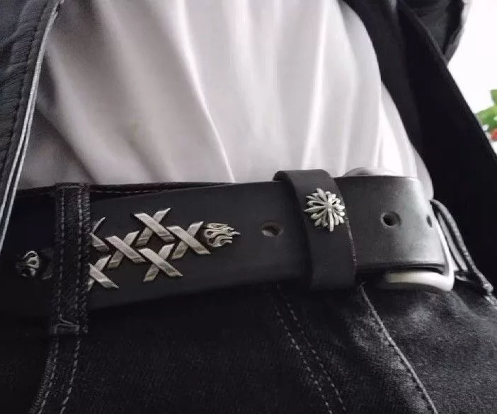 Japanese Brand Belts Japanese Brand × Vintage Retro studded western cowboy leather belt Gray Streetwear