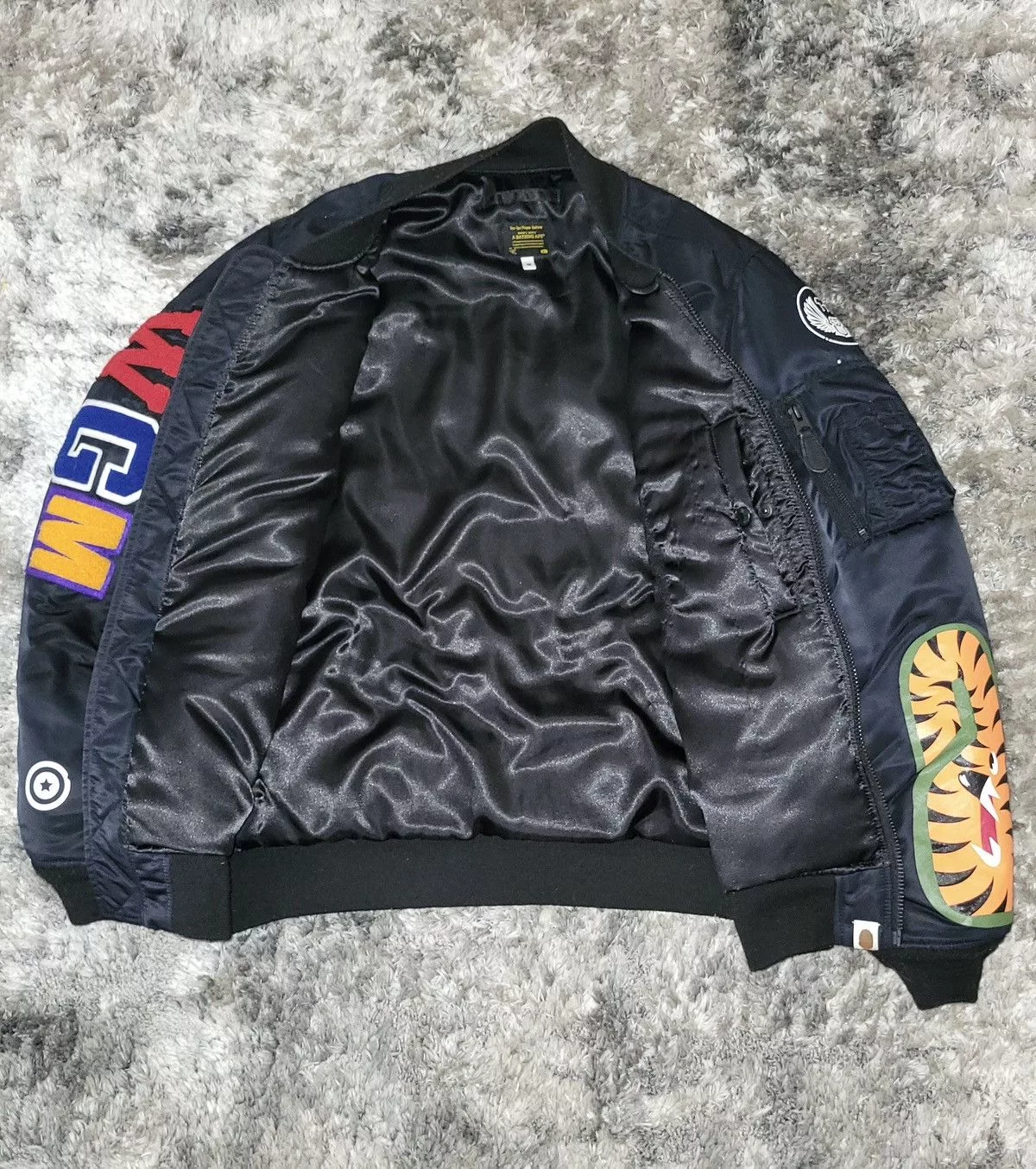 Bape Bombers Bape Shark MA-1 Jacket Black