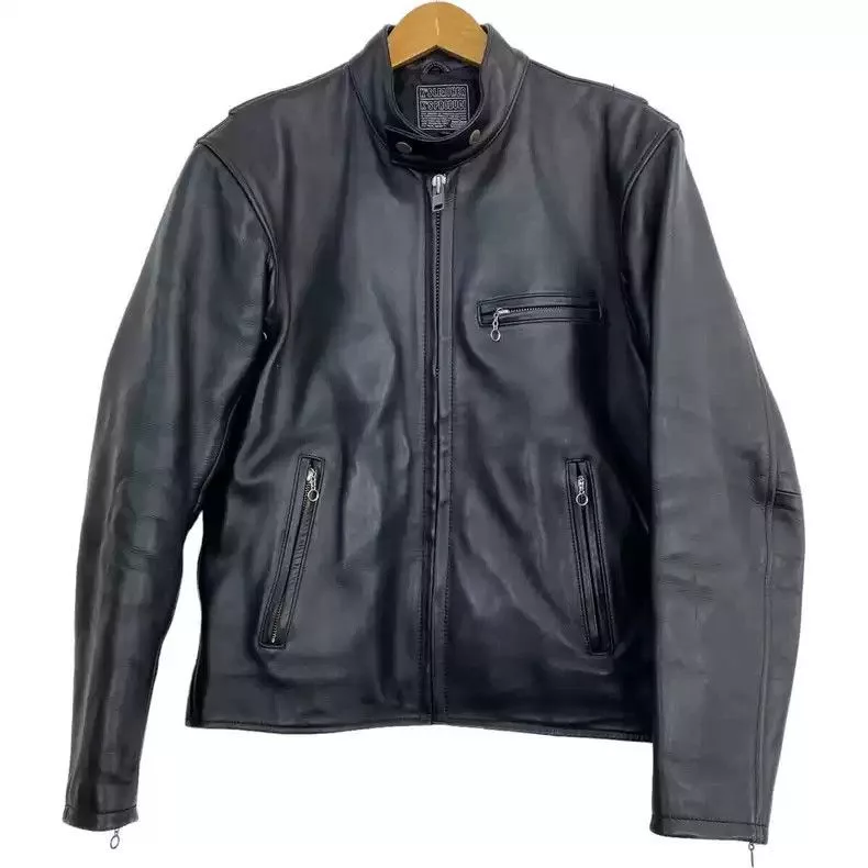 Kadoya Leather Jackets kadoyaStraight-pull collar leather coat Black