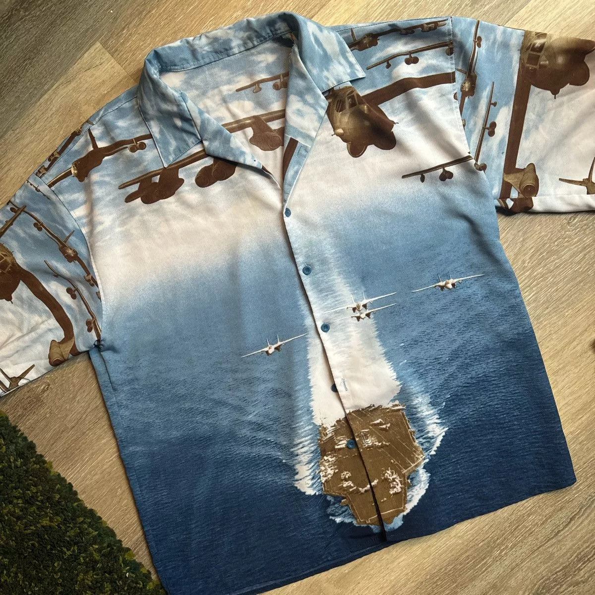Other Shirts Button Ups Other Aircraft carrier bomber button up Blue