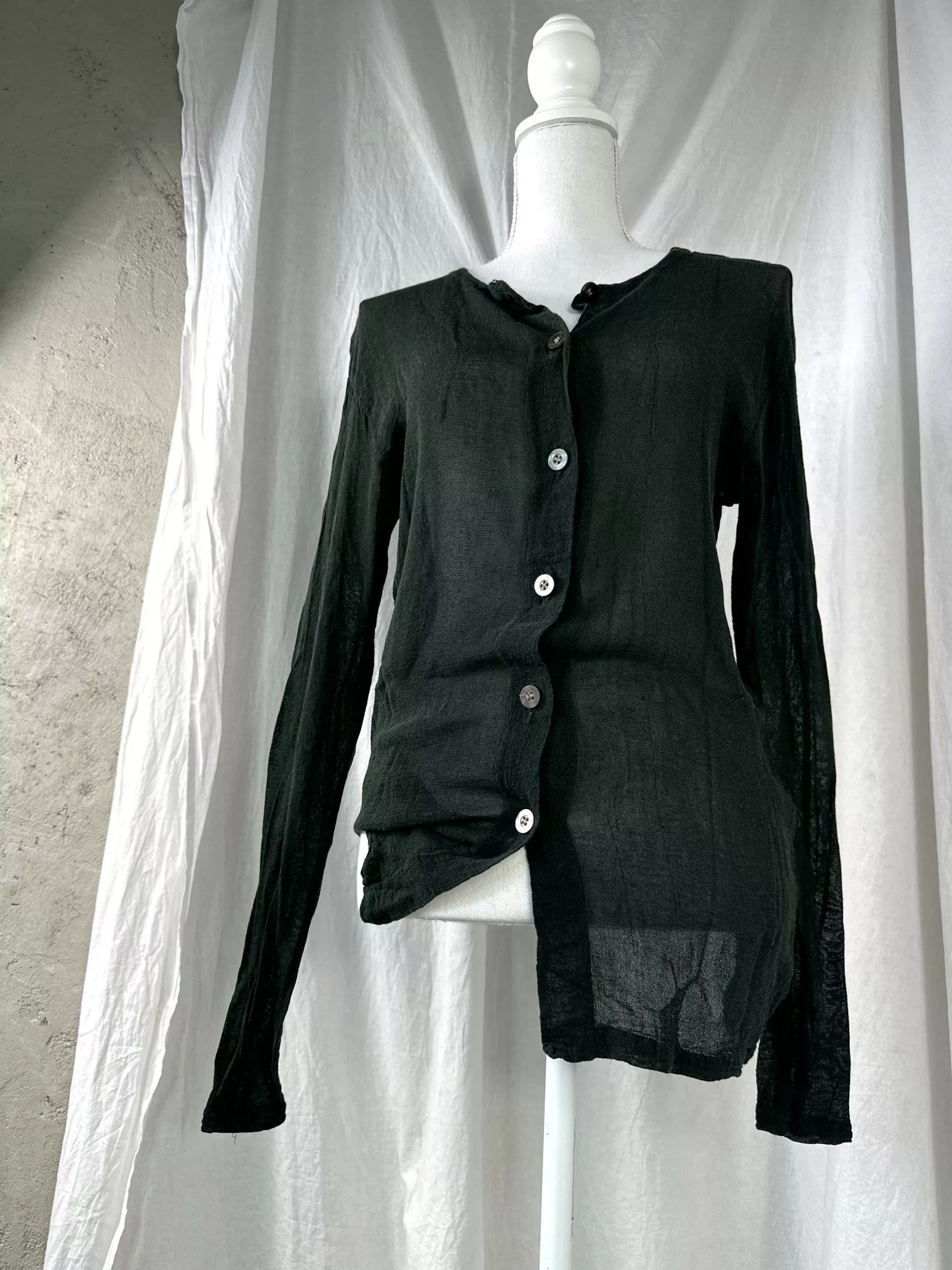 Issey Miyake Shirts Button Ups Issey Miyake × Japanese Brand Vintage Issey Miyake Permamente mesh transparent shirt Black Avant-Garde