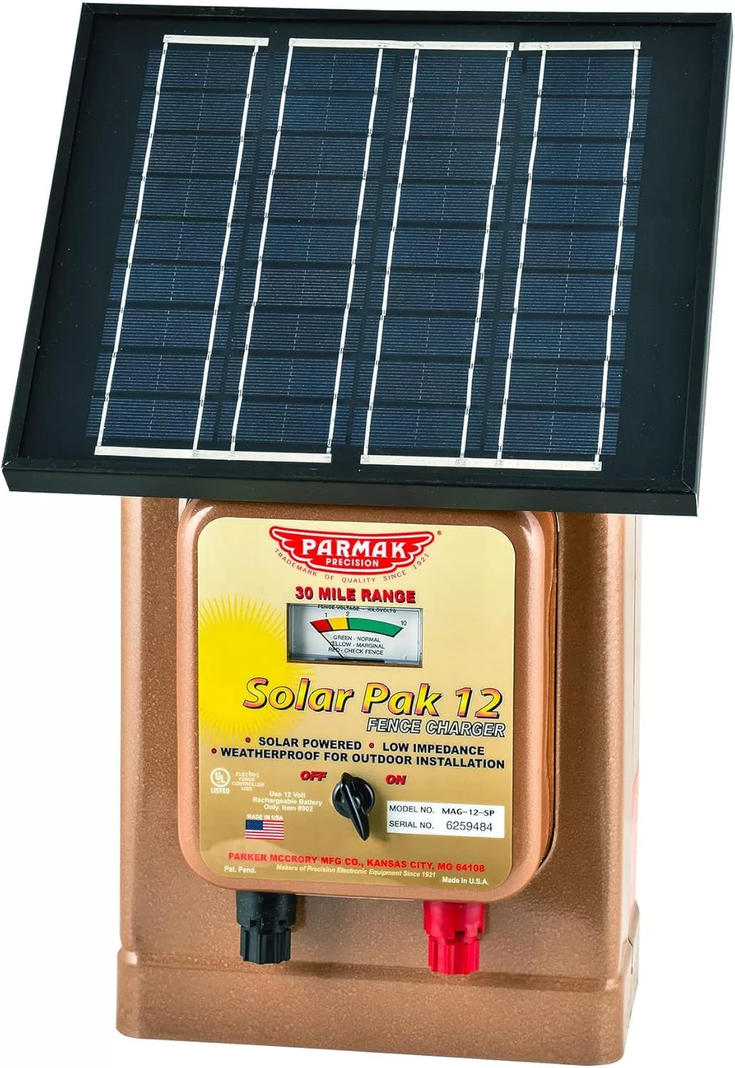 Parmak Magnum Solar-Pak 12 Electric Fence Charger 12V Battery Operated 30 Mile Range MAG12-SP