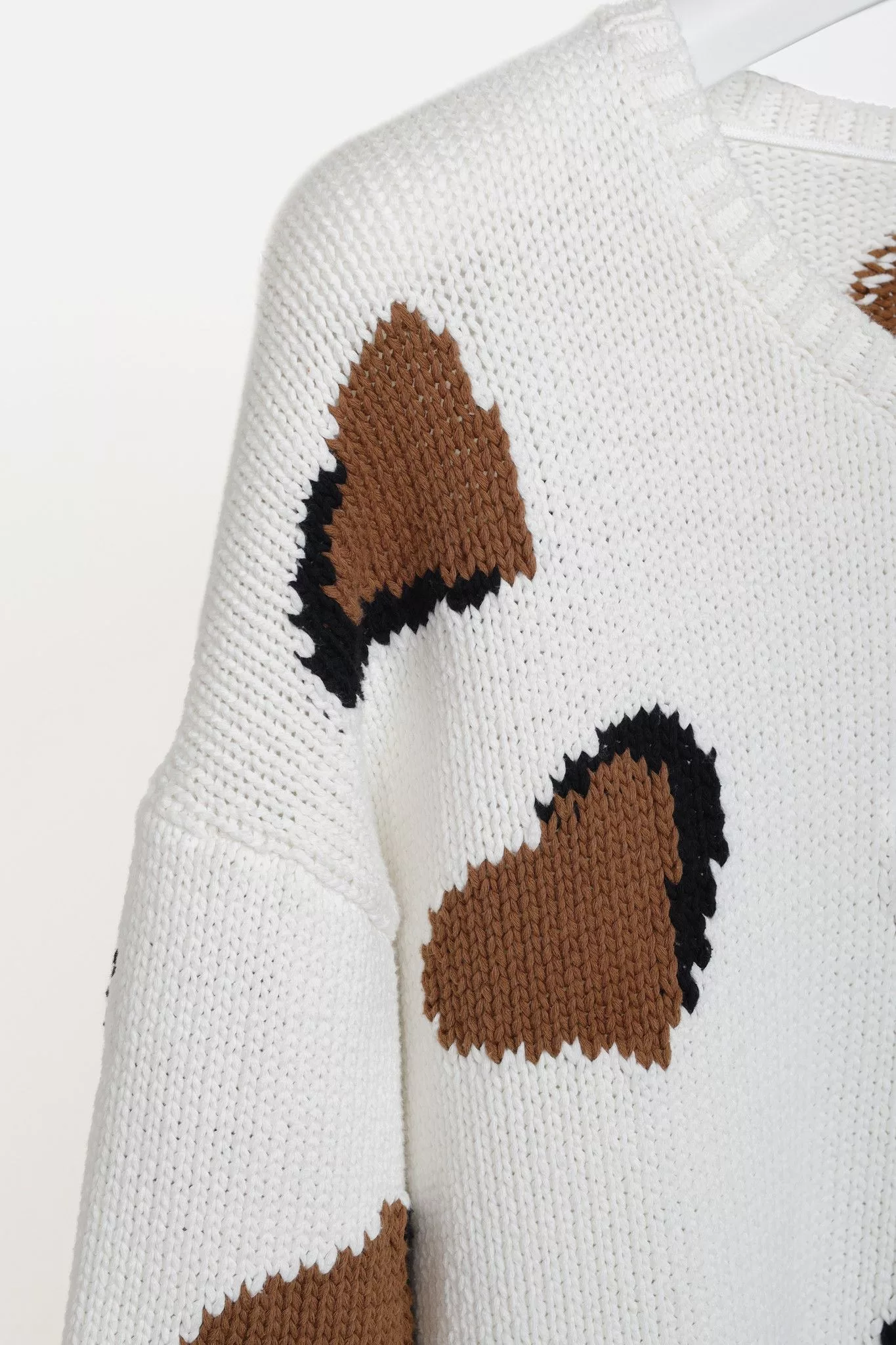 Luisa Cerano Sweaters Luisa Cerano Cream Brown Animal Heart Print Pullover Multi