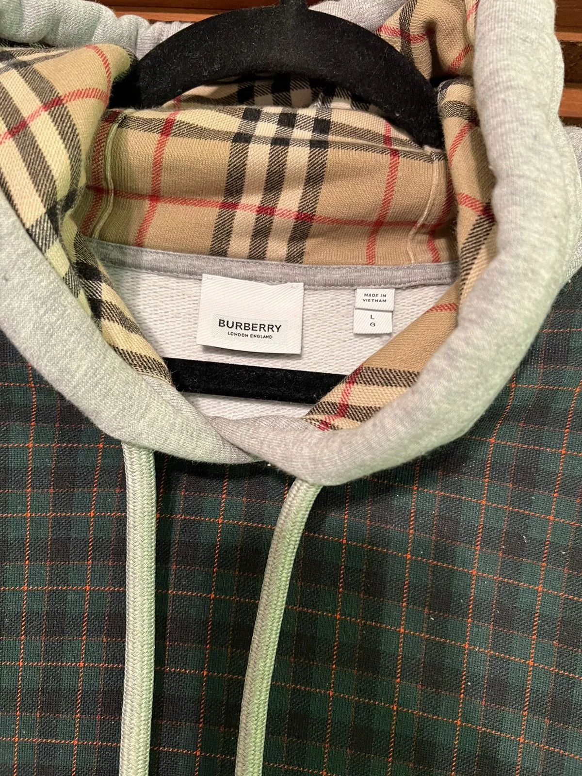 Burberry Light Jackets Burberry green patchwork hoodie