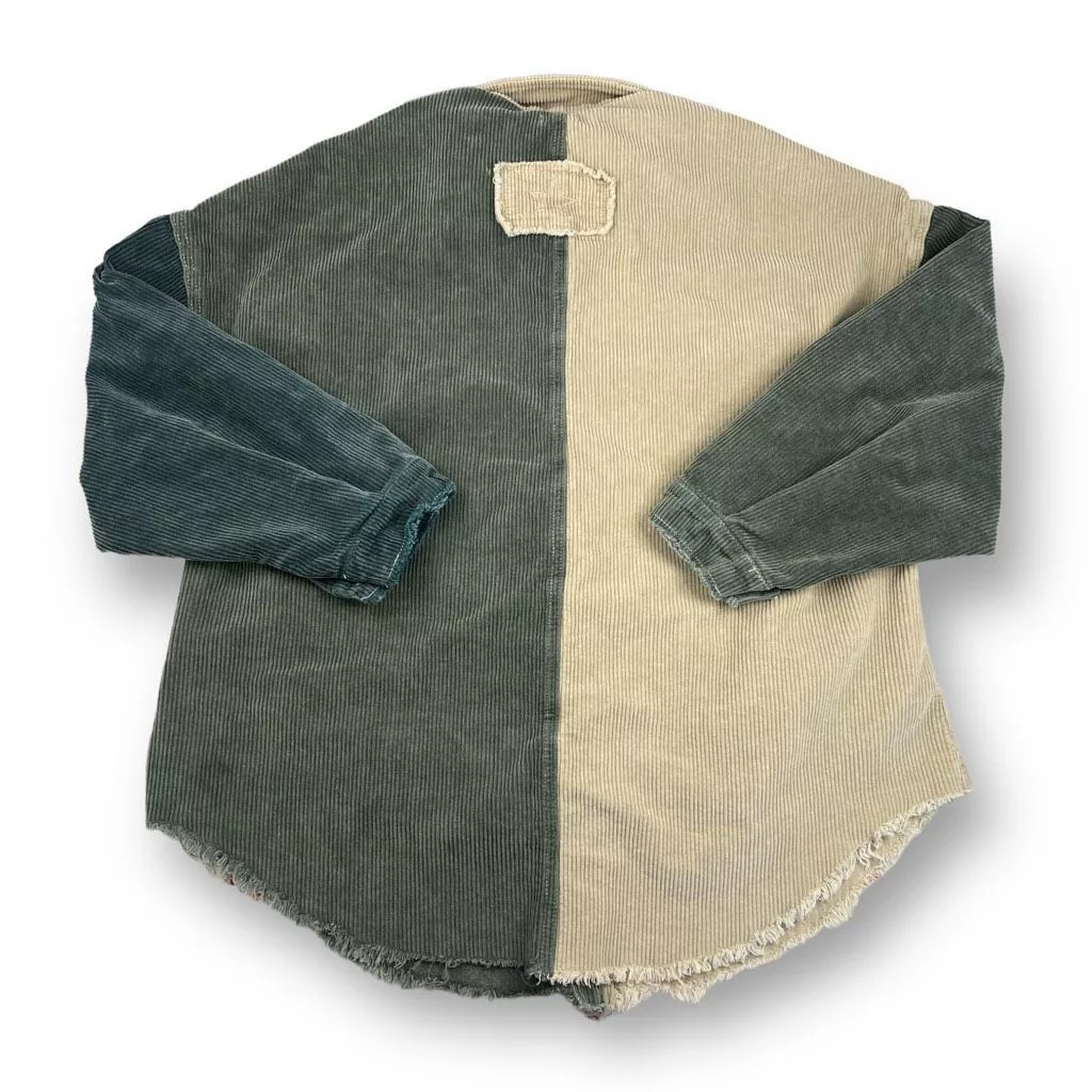 Other Button Ups Other POL Distressed Oversized Corduroy Shacket Size Large Green