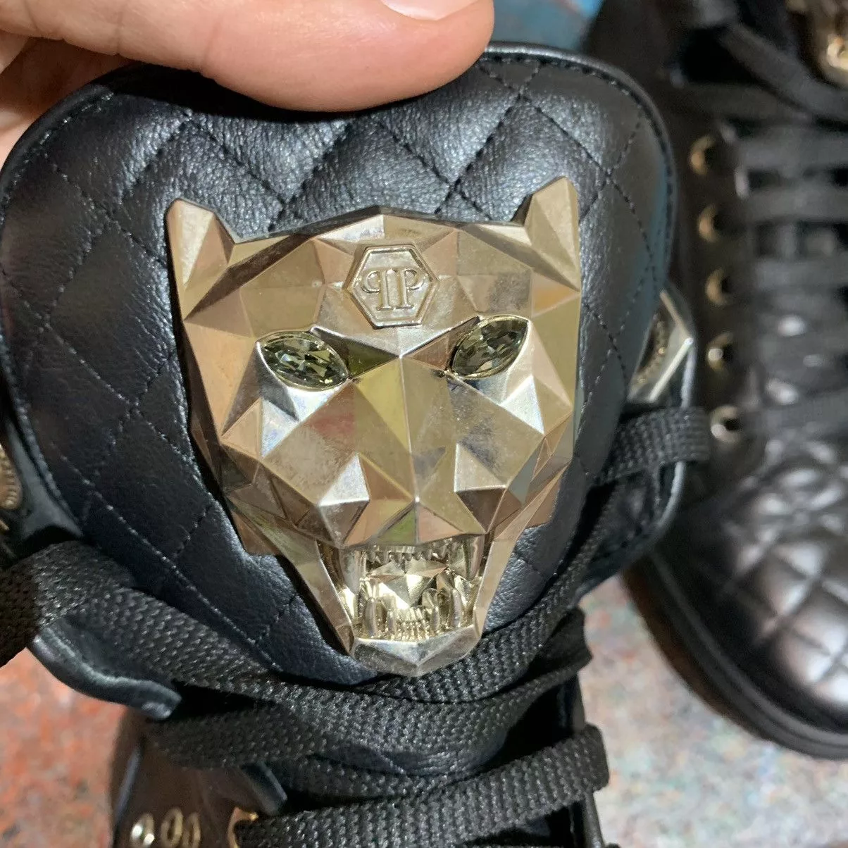 Philipp Plein Hi Top Sneakers Philipp Plein Women’s Leather Sneakers Size 38 Black Luxury