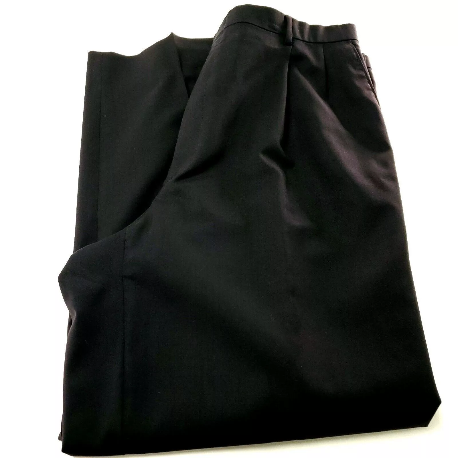 Hart Schaffner Marx Formal Trousers Hart Schaffner Marx Wool Dress Pants 36/29 Black Pleated Mid