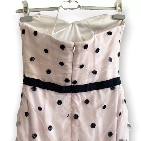 Marchesa Midi Dresses Marchesa Notte Strapless Sequin Polka Dot Tulle Cocktail Dre Multi