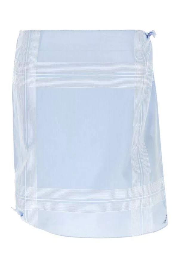 Prada Midi Skirts Prada Light Blue Cotton Skirt Multi