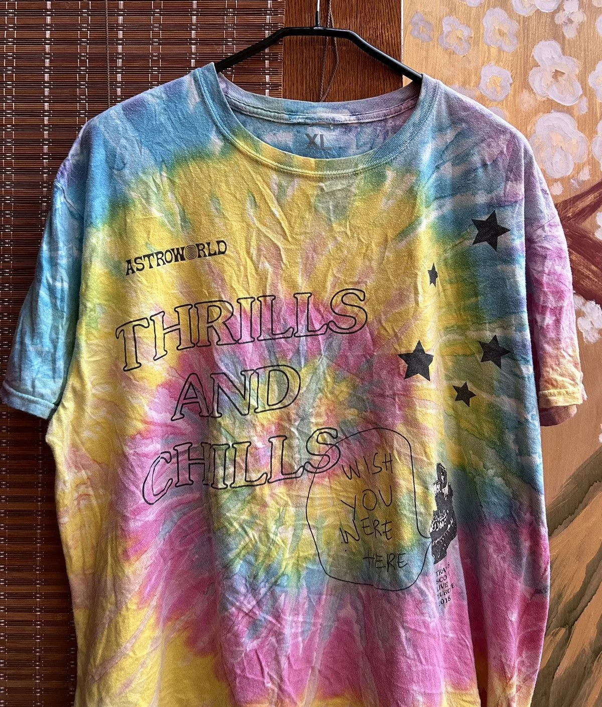 Rap Tees Short Sleeve T Shirts Rap Tees × Travis Scott Travis Scott Astroworld Thrills And Chills Europe 2018 Tee Multi Streetwear