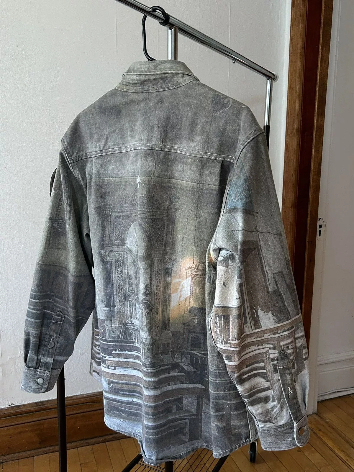 424 Denim Jackets 424 Graphic Print Denim Jacket Blue