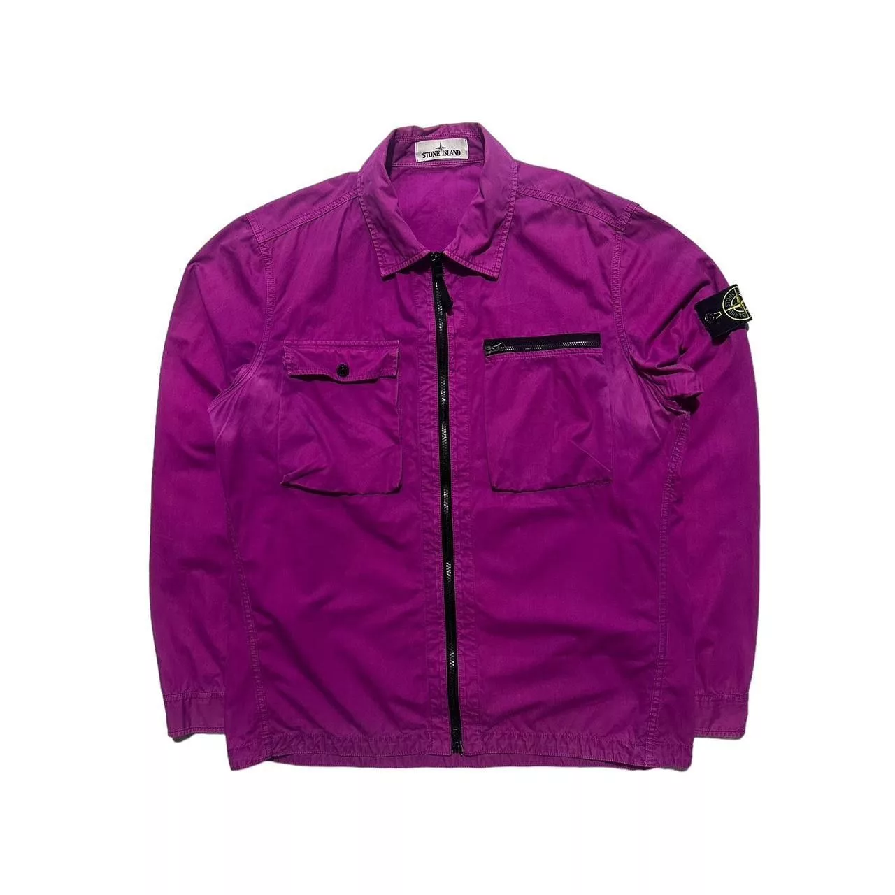 Stone Island Light Jackets Stone Island Zip Up Double Pocket Overshirt Pink