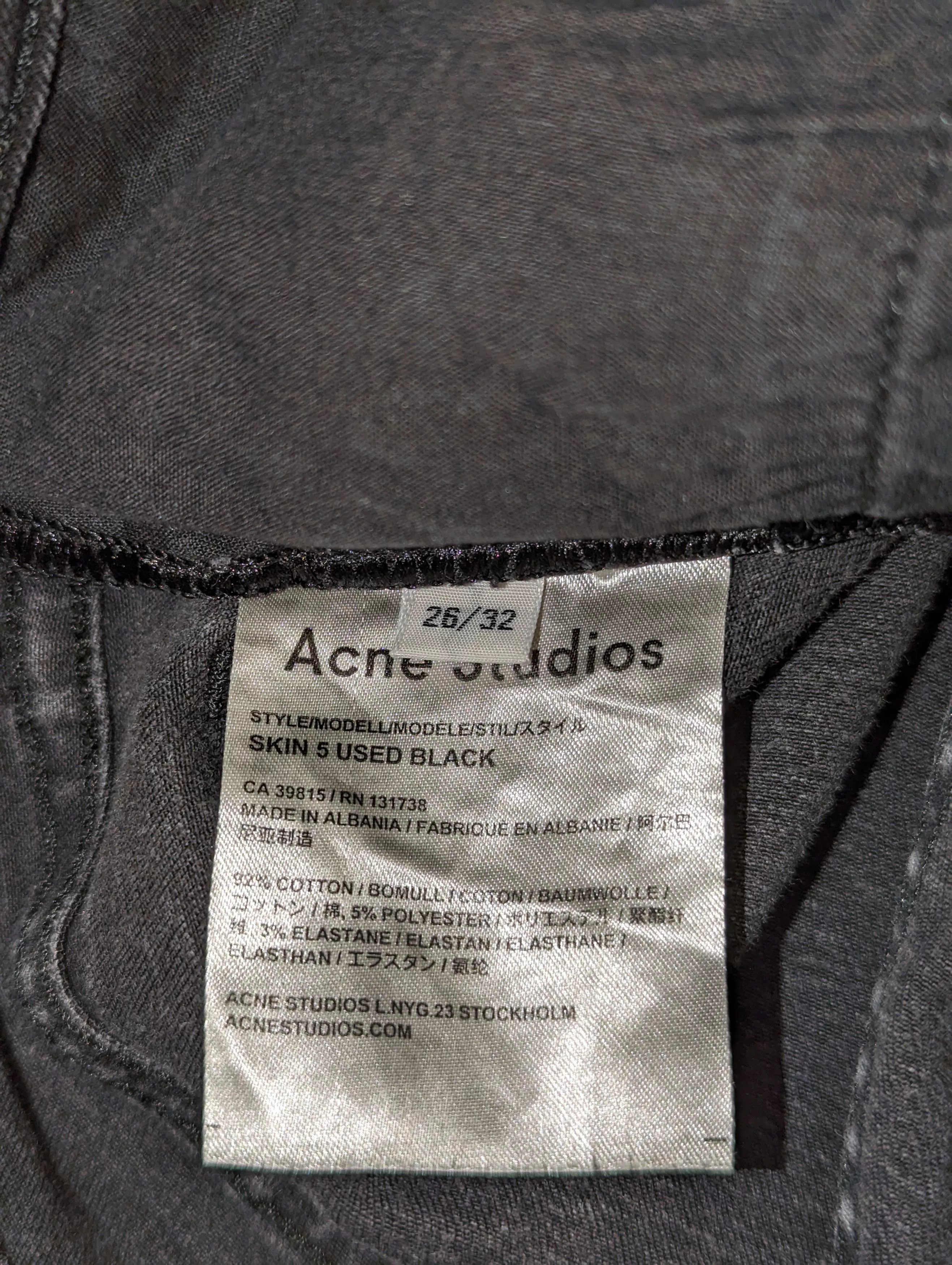 Acne Studios Denim Acne studios skin 5 used black jeans