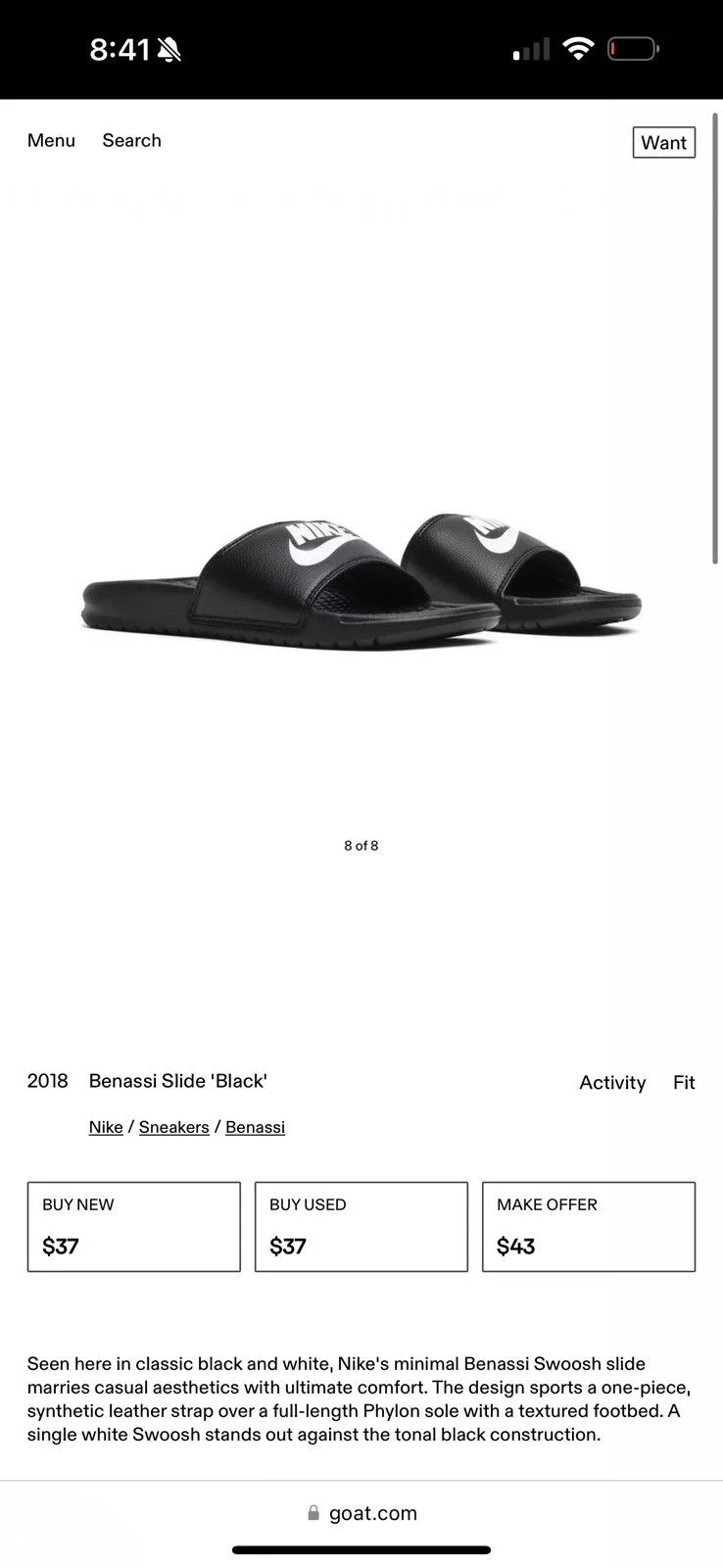 Nike Slip Ons Nike Benassi Slide Black