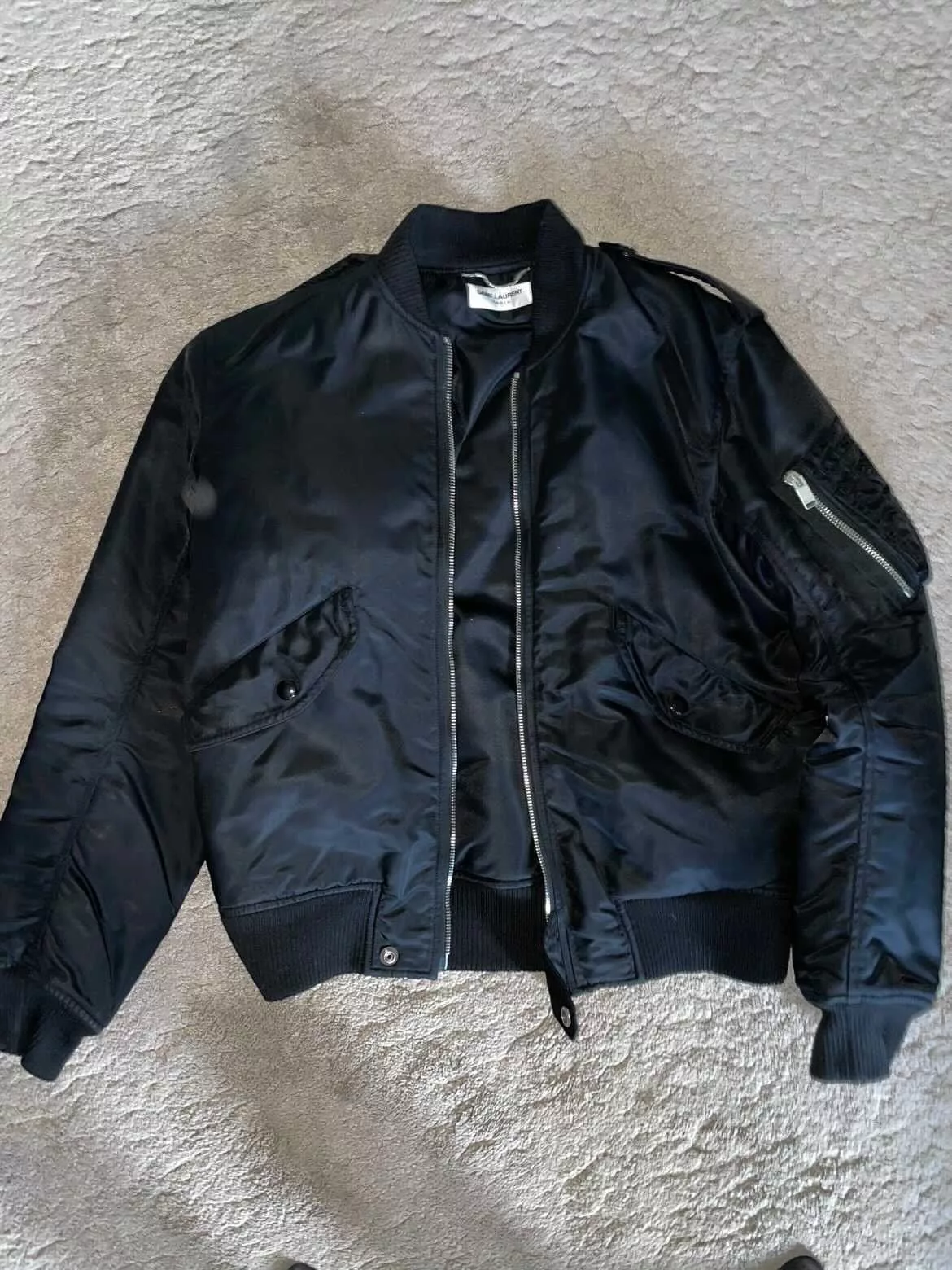 Saint Laurent Paris Bombers Saint Laurent Paris Saint Laurent Bomber Jacket Nylon Size 44 Black