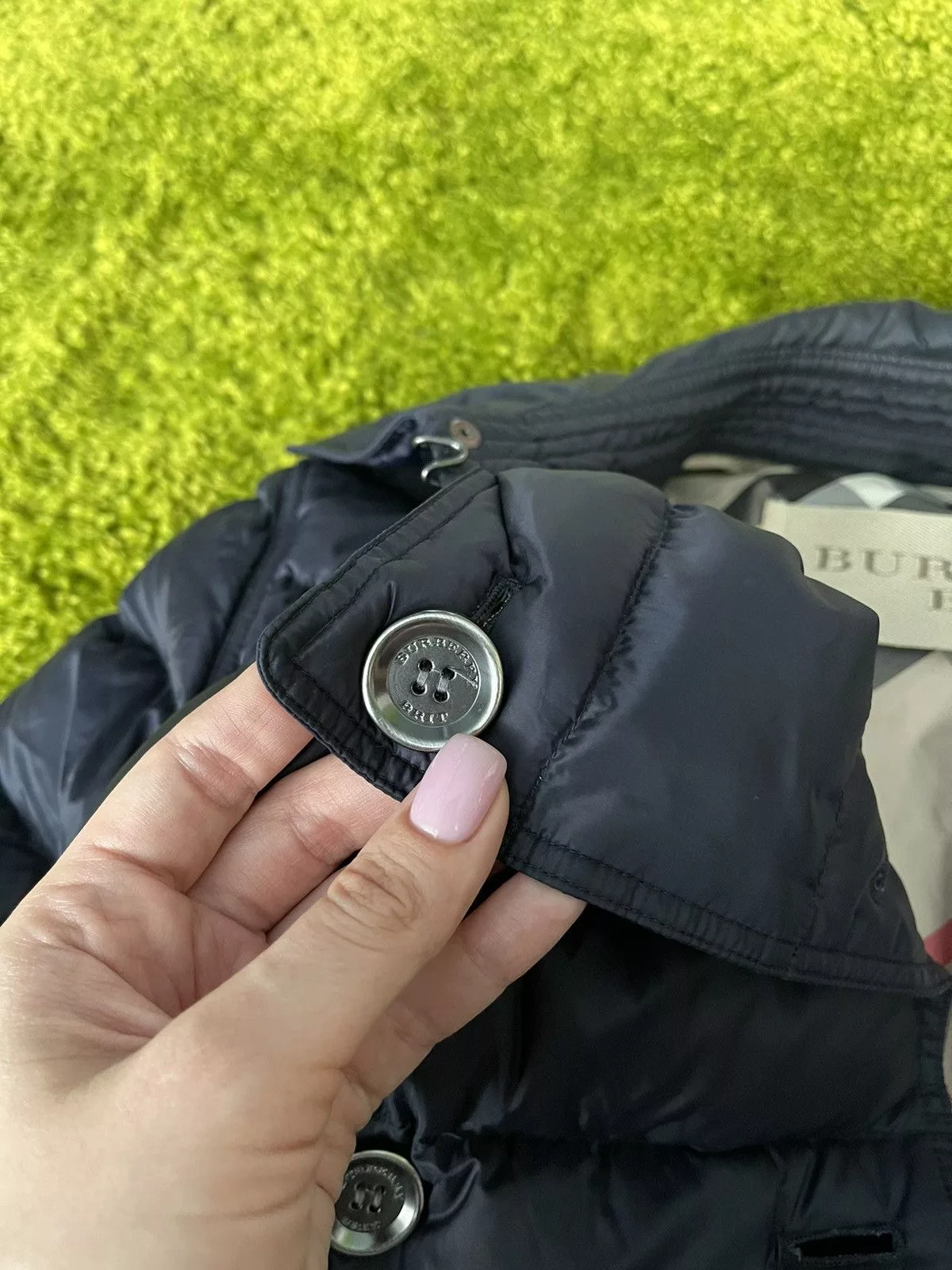 Burberry Down Jackets Burberry × Designer Burberry Brit belted down puffer jacket Blue Luxury
