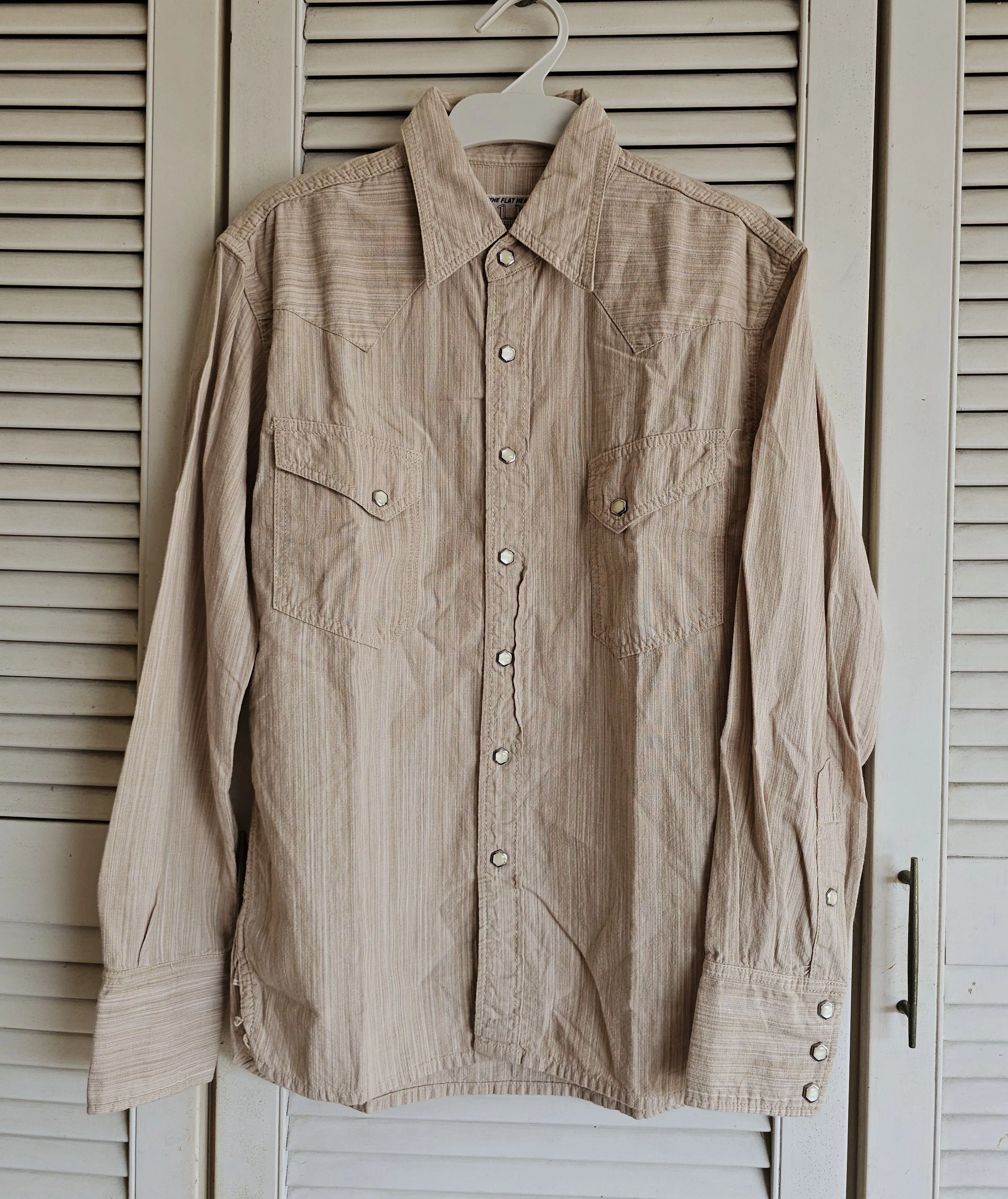 The Flat Head Shirts Button Ups The Flat Head Long Sleeve Pearl Snap Brown