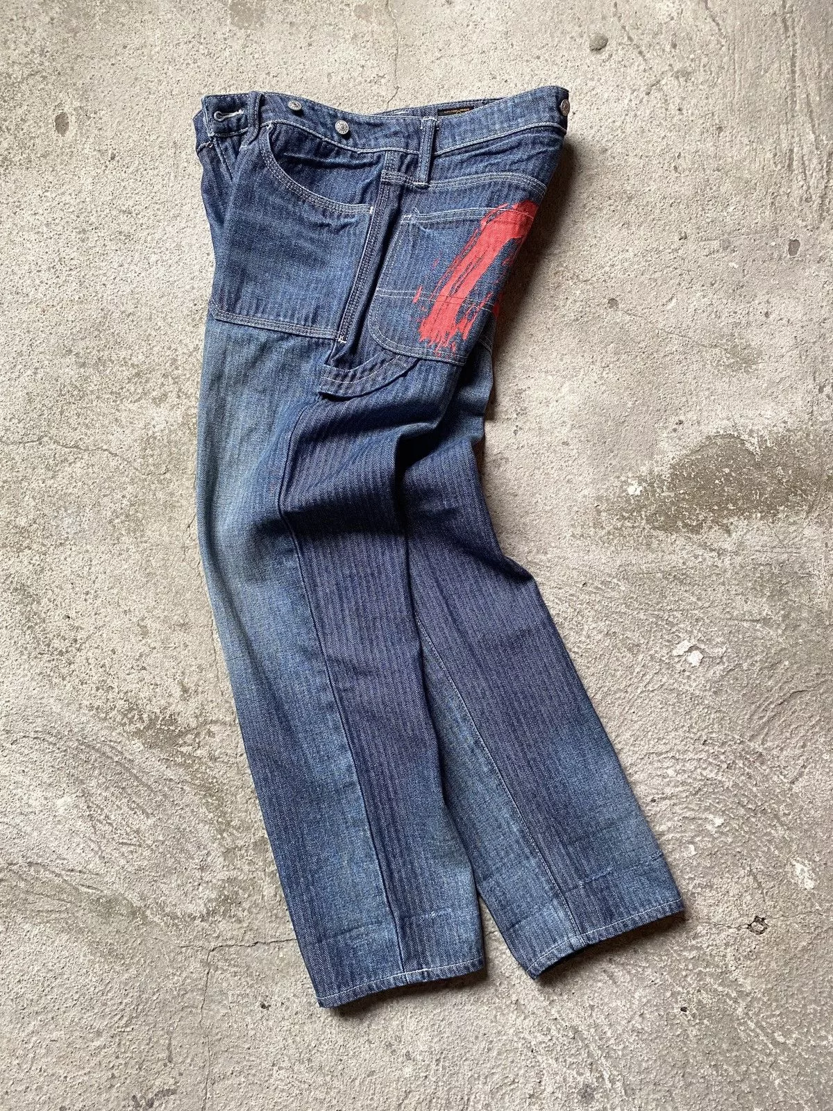 Evisu Jeans Evisu Seagull Big Logo Carpenter Pants Blue