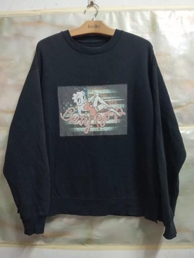 Cartoon Network Sweatshirts Hoodies Cartoon Network × Japanese Brand BETTY BOOP Black Vintage