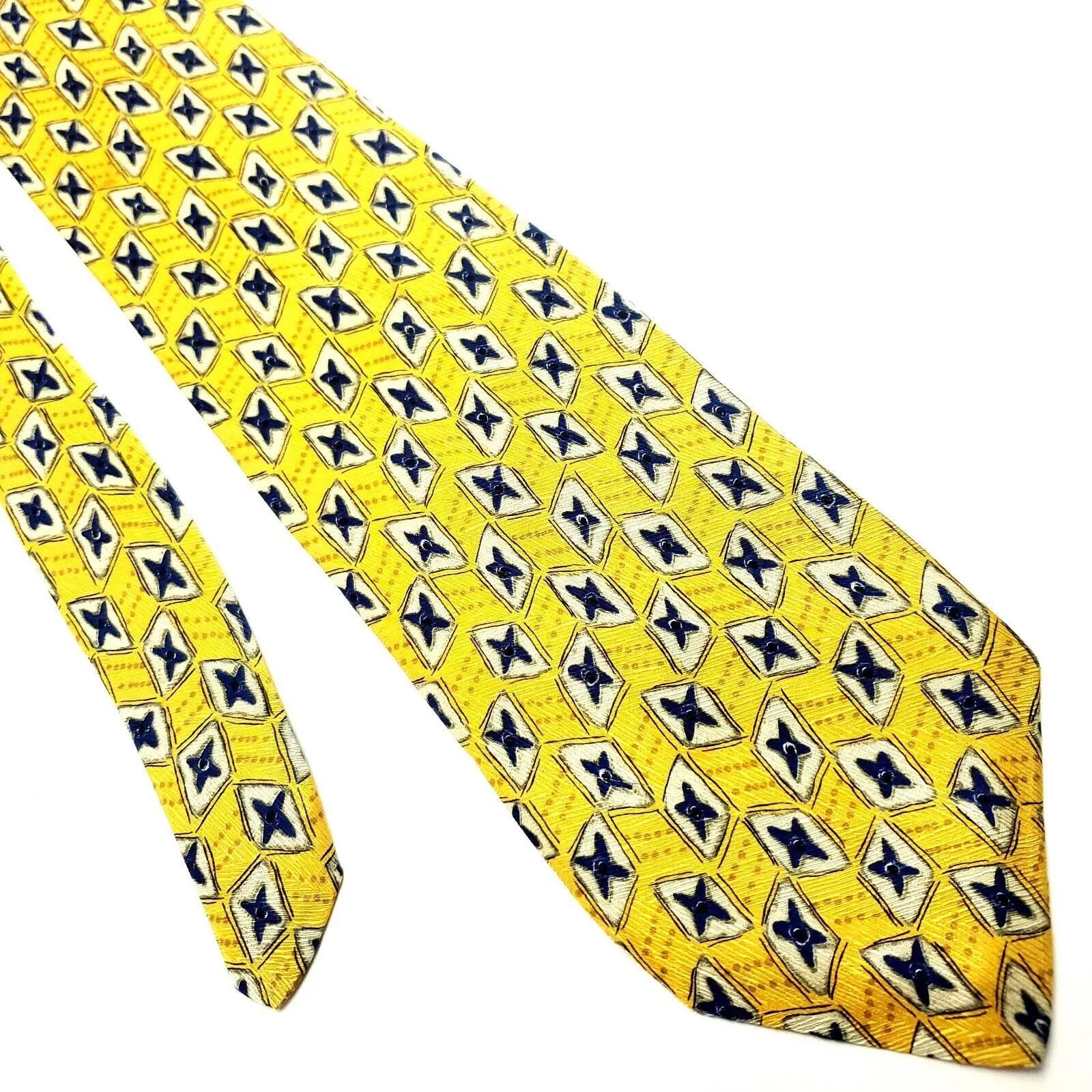 Robert Talbott Ties Pocketsquares Robert Talbott Studio Yellow Silk Tie Woven Wide Geometric