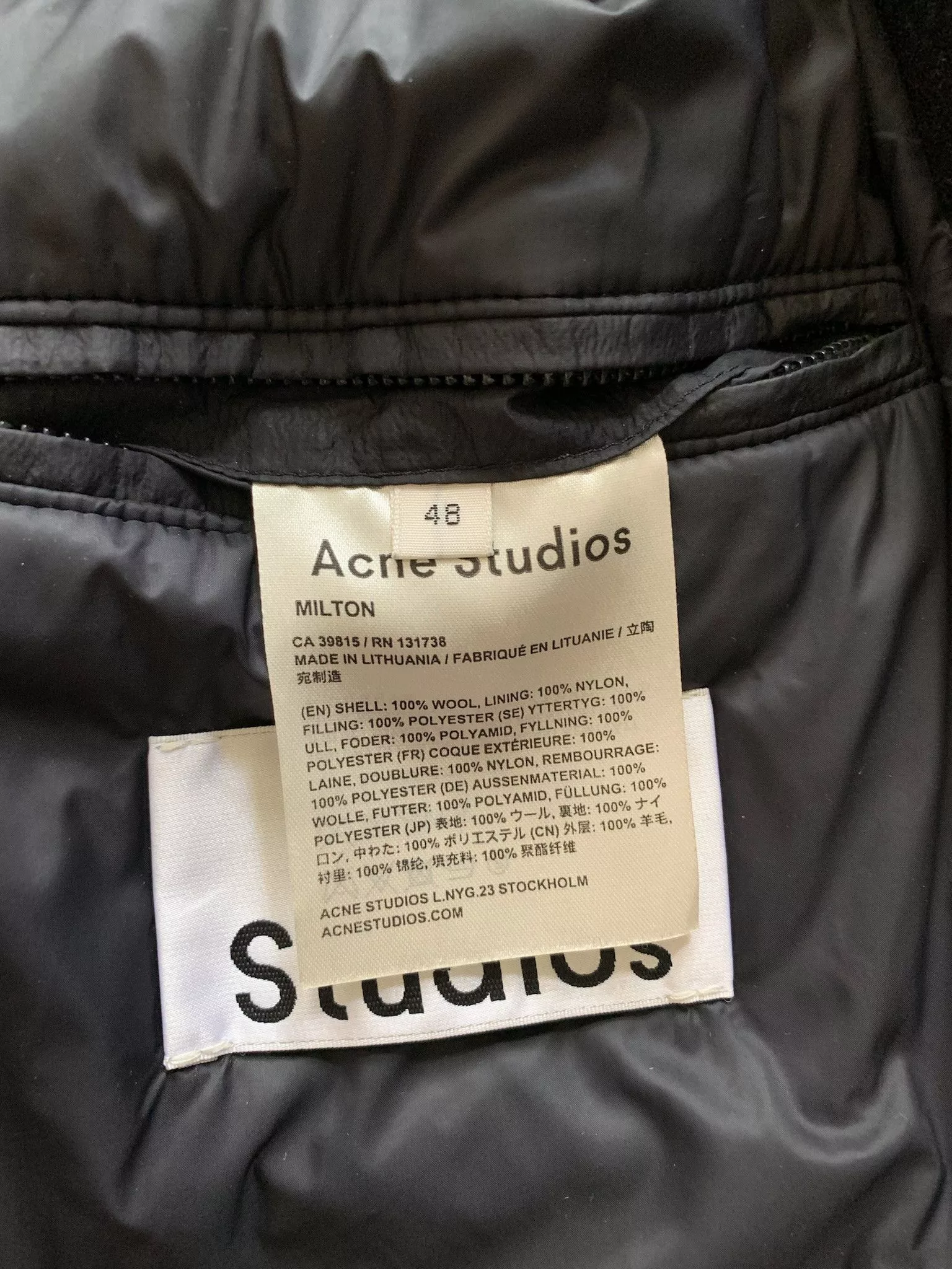 Acne Studios Heavy Coats Acne Studios Milton Jacket Black 48