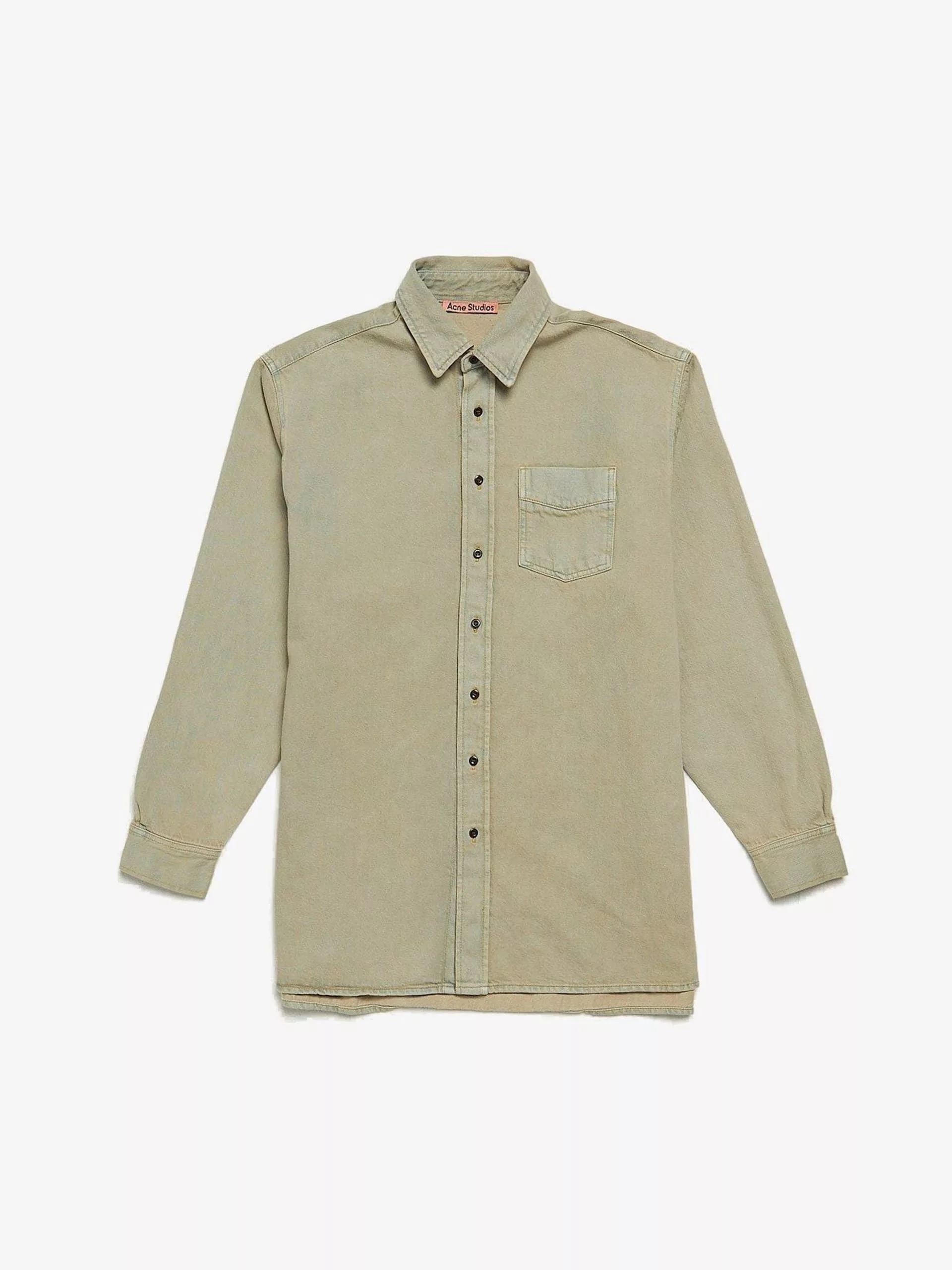 Acne Studios Long Sleeve T Shirts Acne Studios Blue Sandwashed Long Denim Cotton Shirt Beige