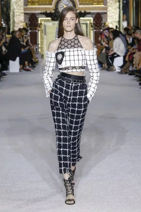 Balmain Pants Balmain SS'18 Pants in Frayed Checked Tweed Black