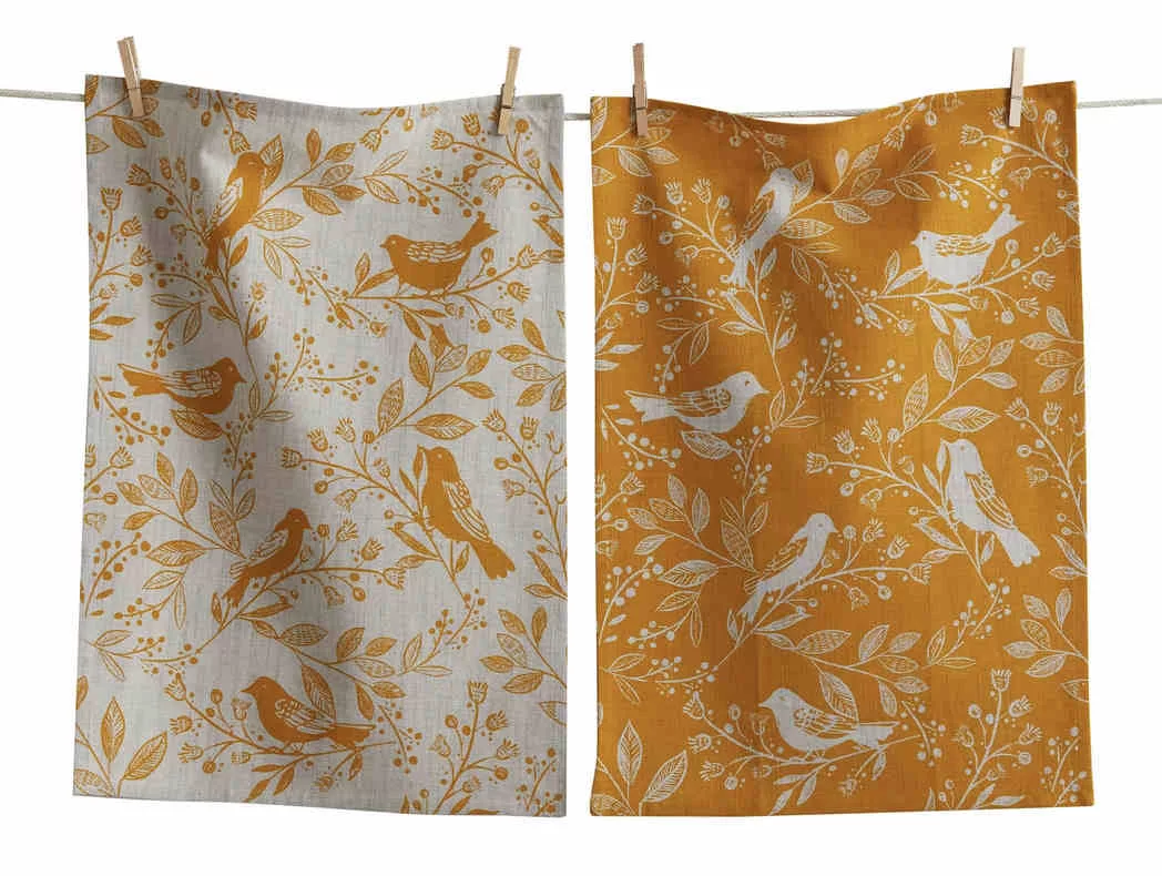 Canyon Print Birds & Vines S/2 Ochre