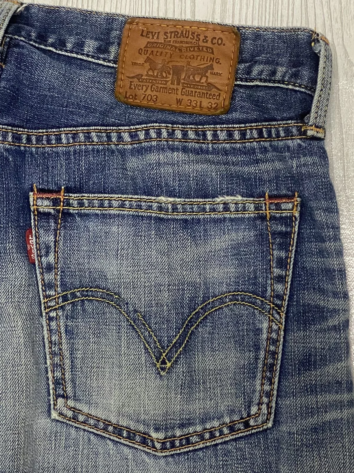 Levi's Denim Levi's Levis Strauss 703 Distressed Denim Blue Jean Mud Washed