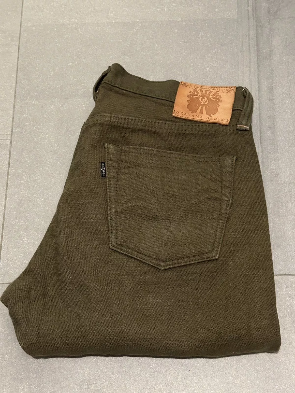 Samurai Jeans Denim Samurai Jeans 15oz Cadet Back Satin Jeans Okayama Denim ODDJ002 Green