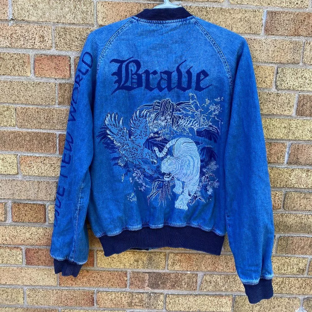 Diesel Bombers Diesel × Vintage RARE Embroidered Diesel GREGG 792 Brave New World Reversibl Blue