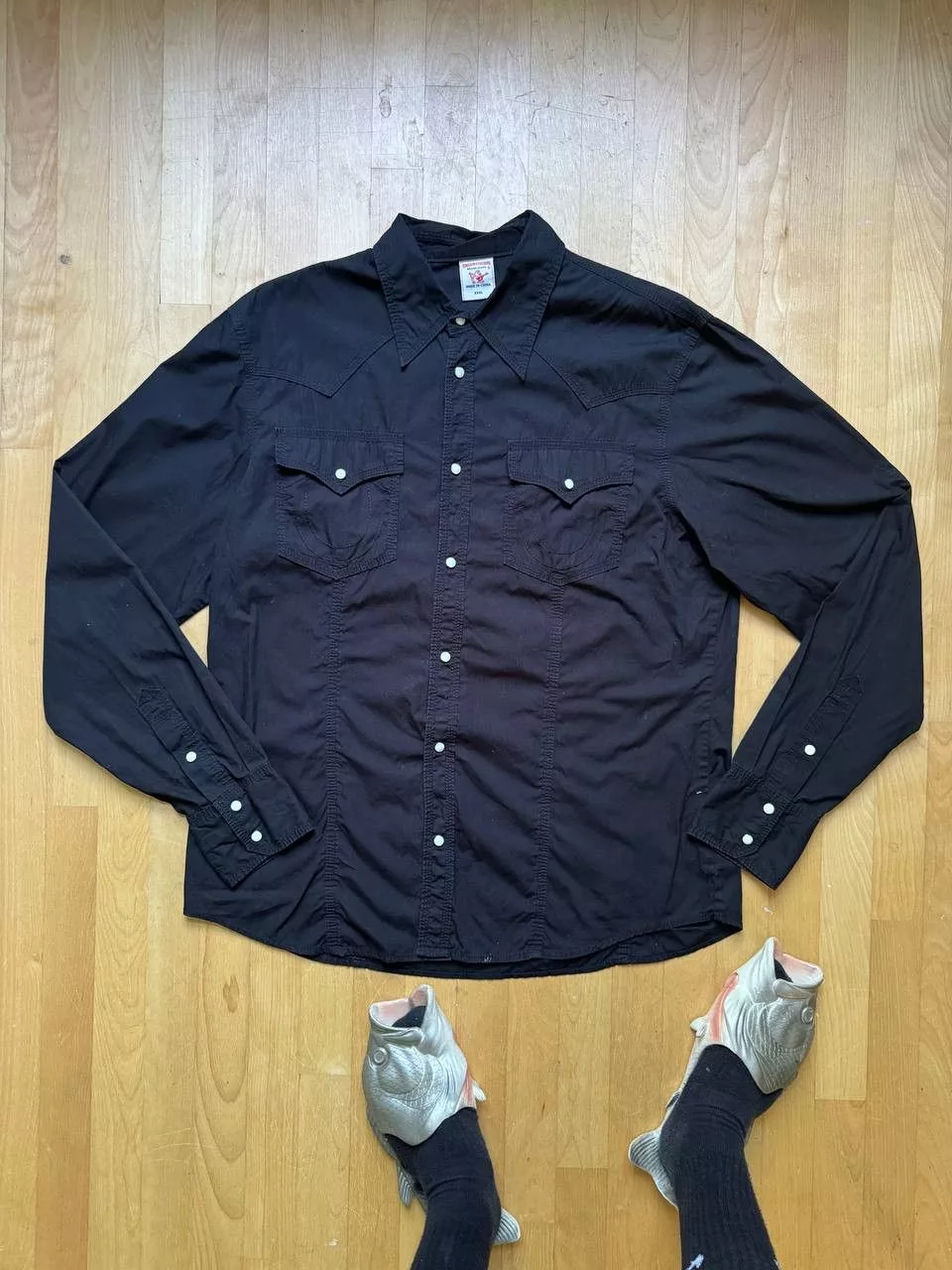 True Religion Shirts Button Ups True Religion × Vintage Vtg True Religion Back Big Print Shirt Longsleeve XXL Black Streetwear