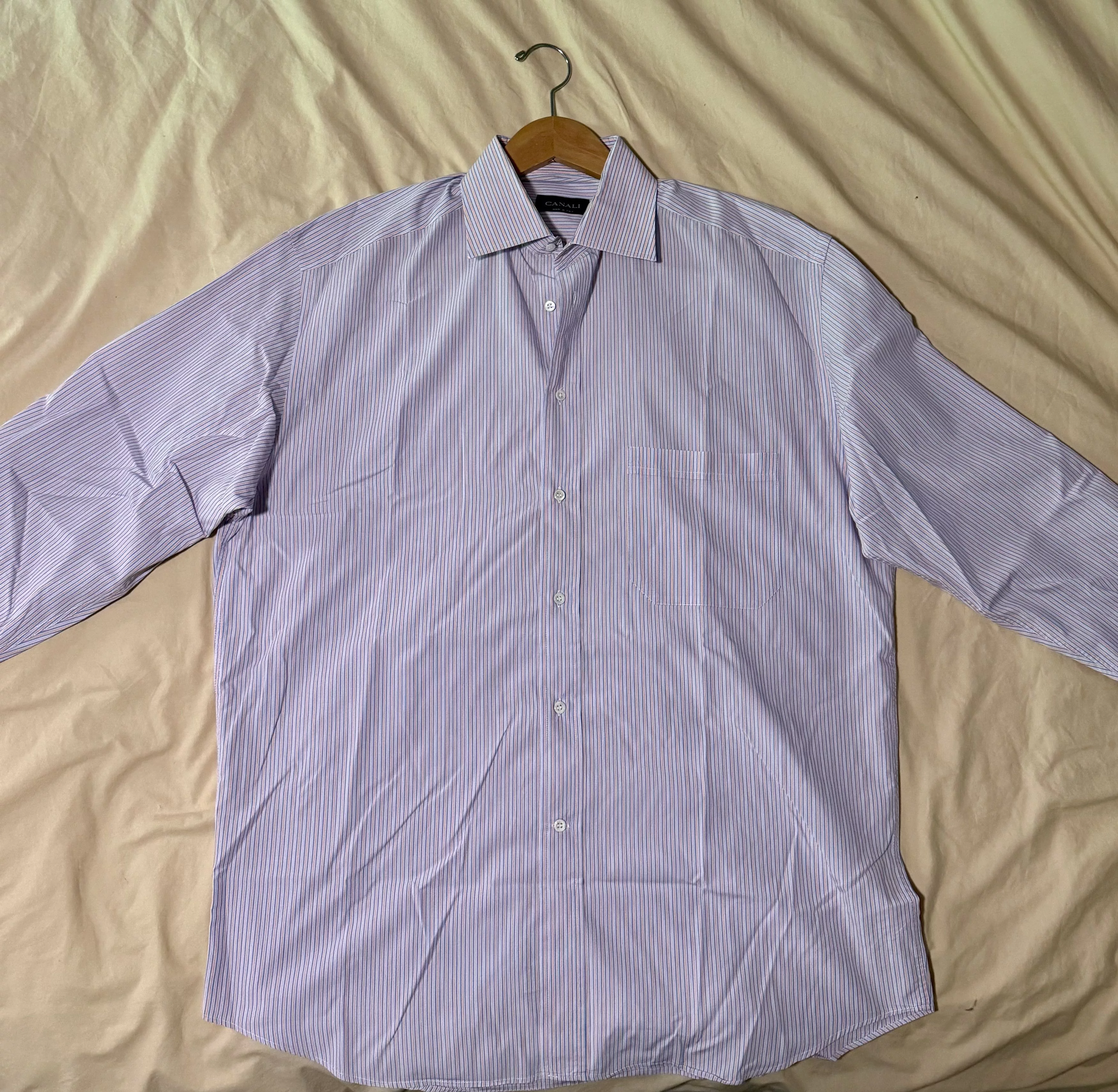 Canali Shirts Button Ups Canali Striped Button Down Blue White Stripped Mens L 16.5 Multi