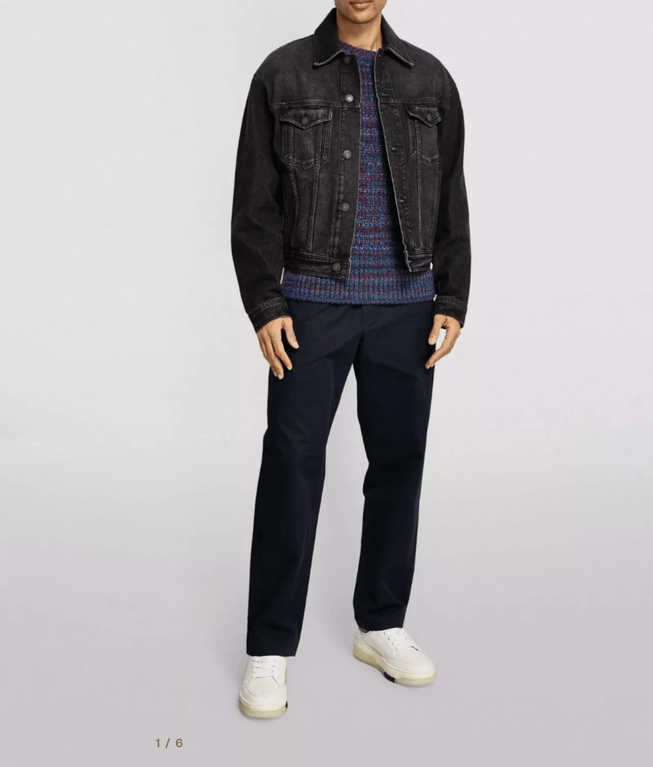 AMI Denim Jackets AMI Button-Up Denim Jacket Gray