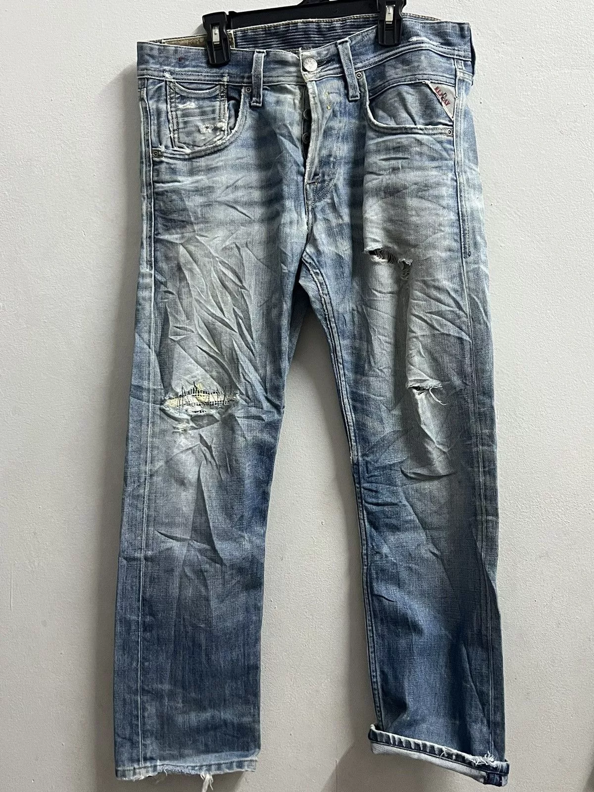 Replay × Vintage REPLAY DENIM DISTREES BUTTON FLY Blue