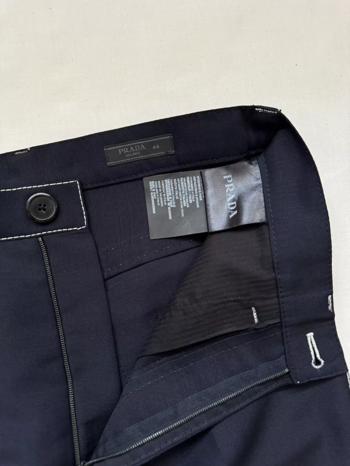 Prada Casual Pants Prada SS15 Contrast Stitch Trousers Blue