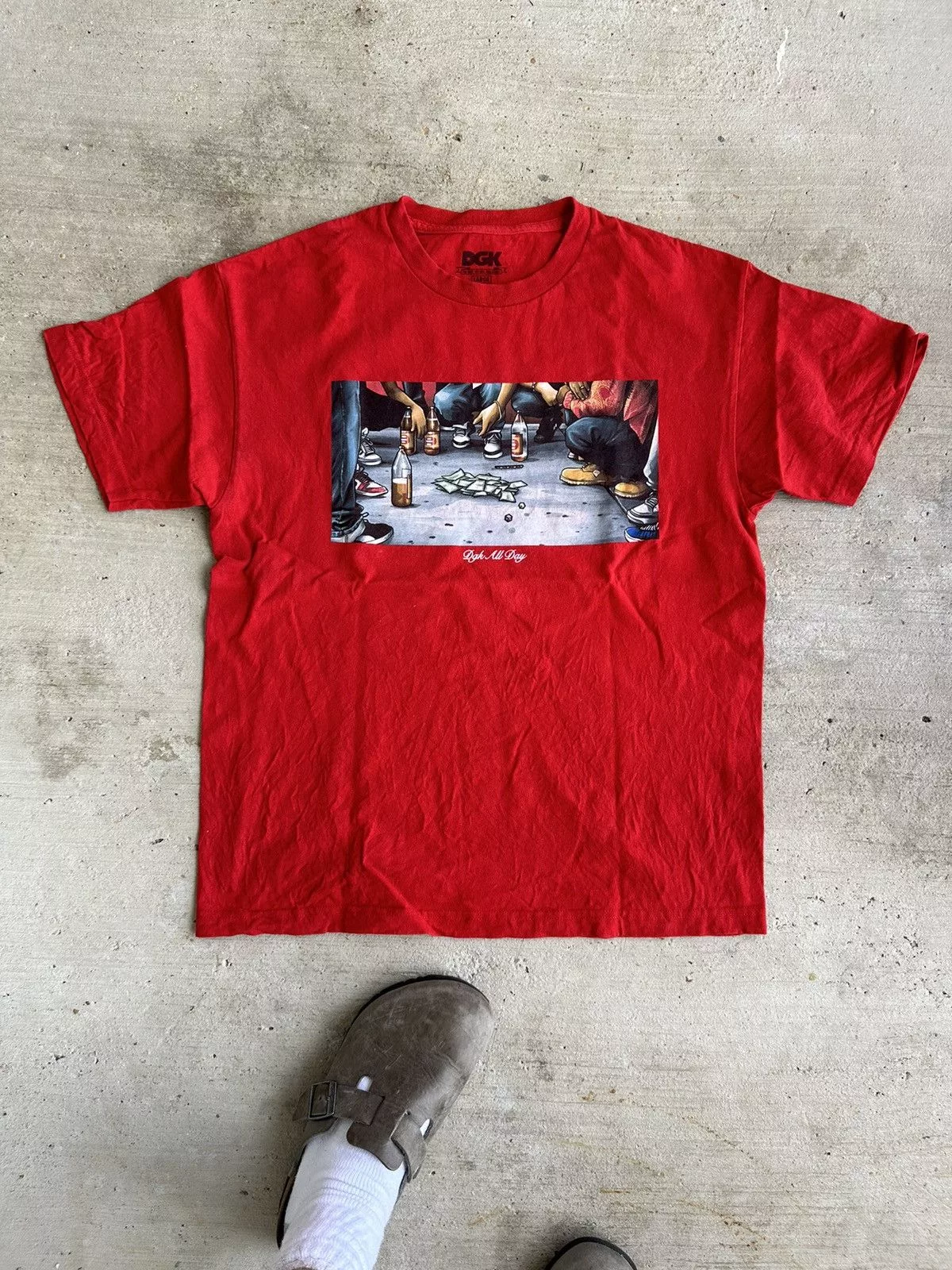 DGK Short Sleeve T Shirts DGK × Vintage Vintage DGK Dice and 40s Rap T Shirt Red Streetwear