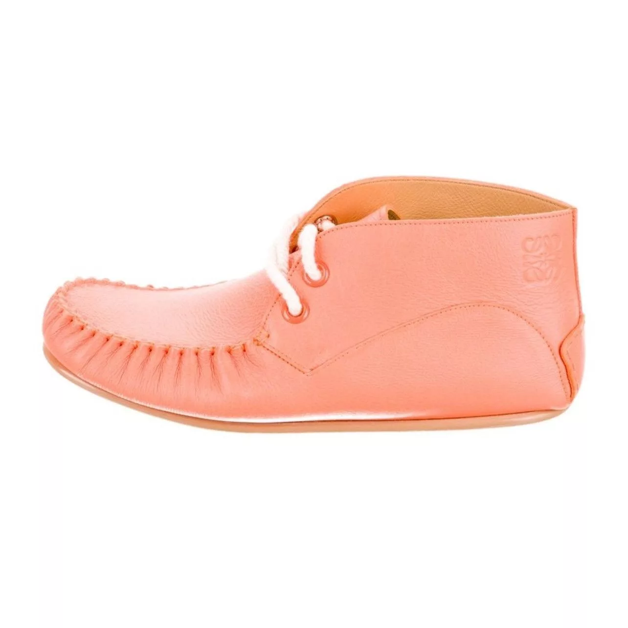 Loewe Boots Loewe Leather Ankle Lace-Up Boots Orange