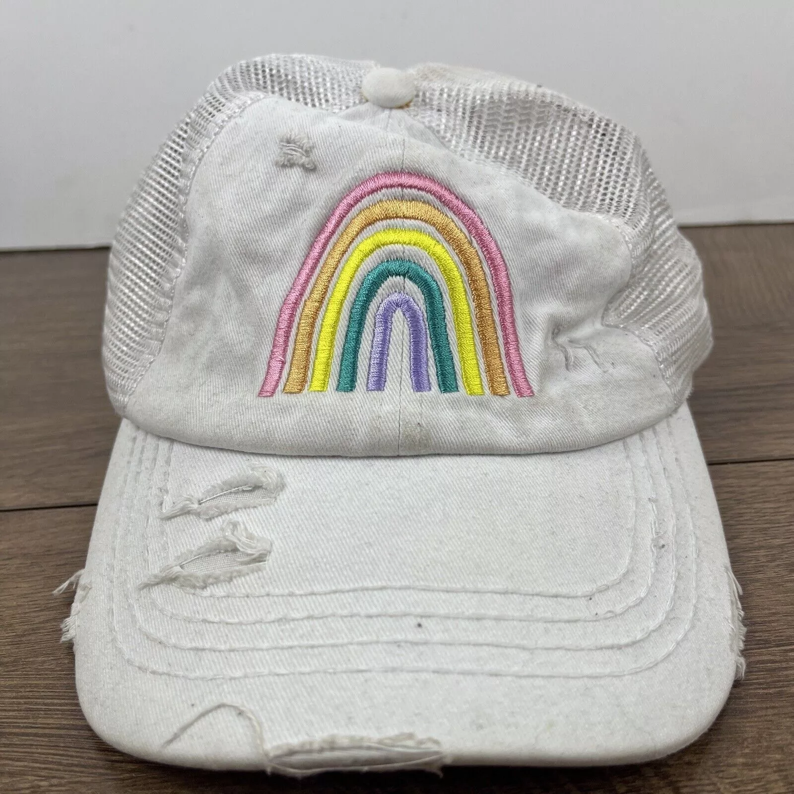 Other Hats Other Rainbow Hat Rainbow White Hat Adjustable Adult Size Hat Whit