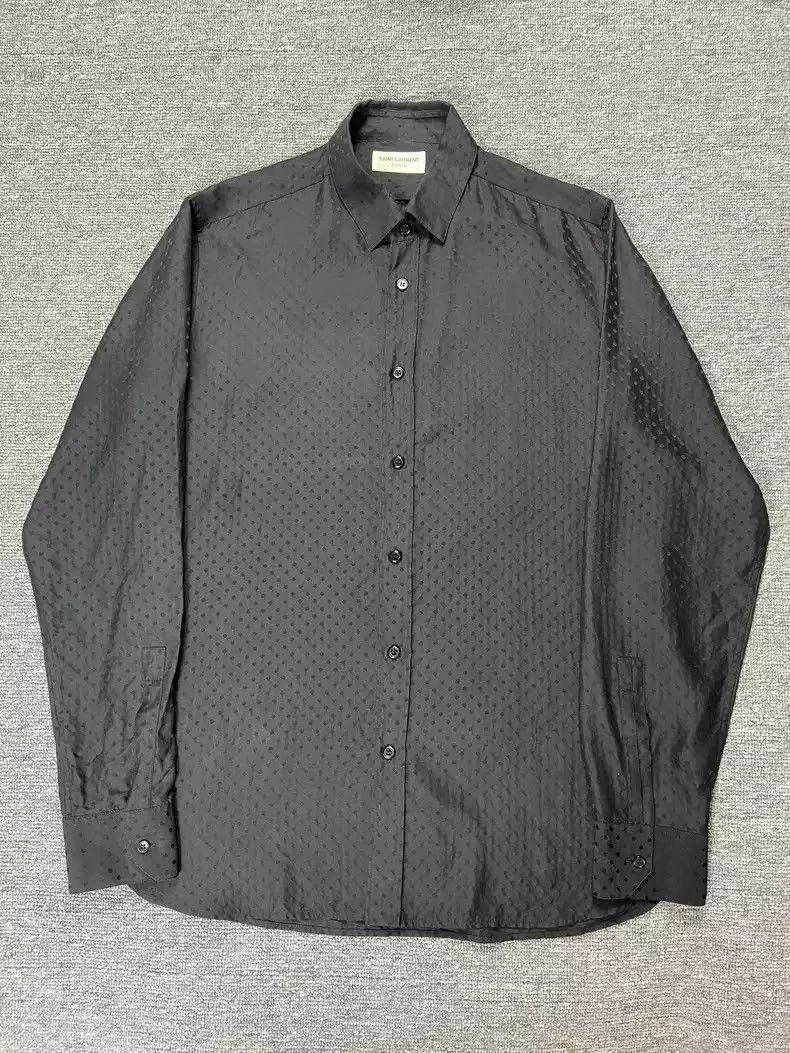 Saint Laurent Paris Shirts Button Ups Saint Laurent Paris Saint Laurent slp14ss mulberry silk dark dot shirt Black