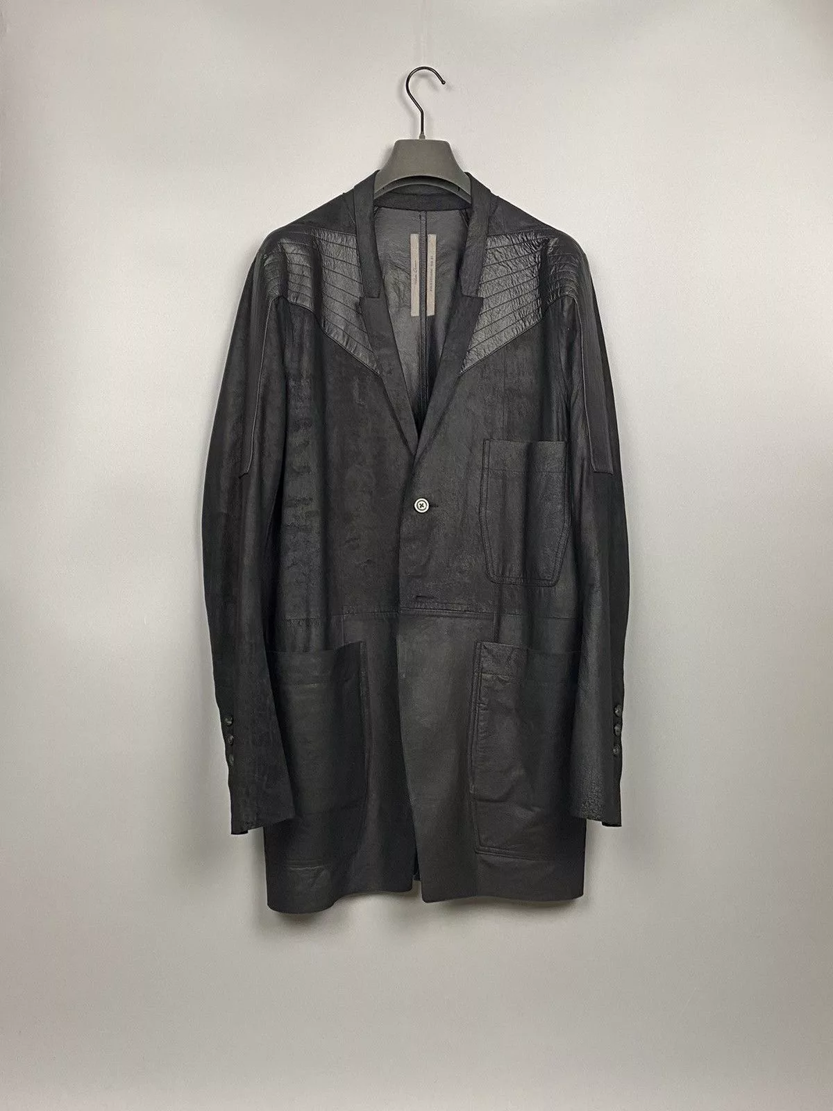 Rick Owens Leather Jackets Rick Owens SS21 ‘PHLEGETHON’ Unlined Paper Lamb Lido Jacket Black