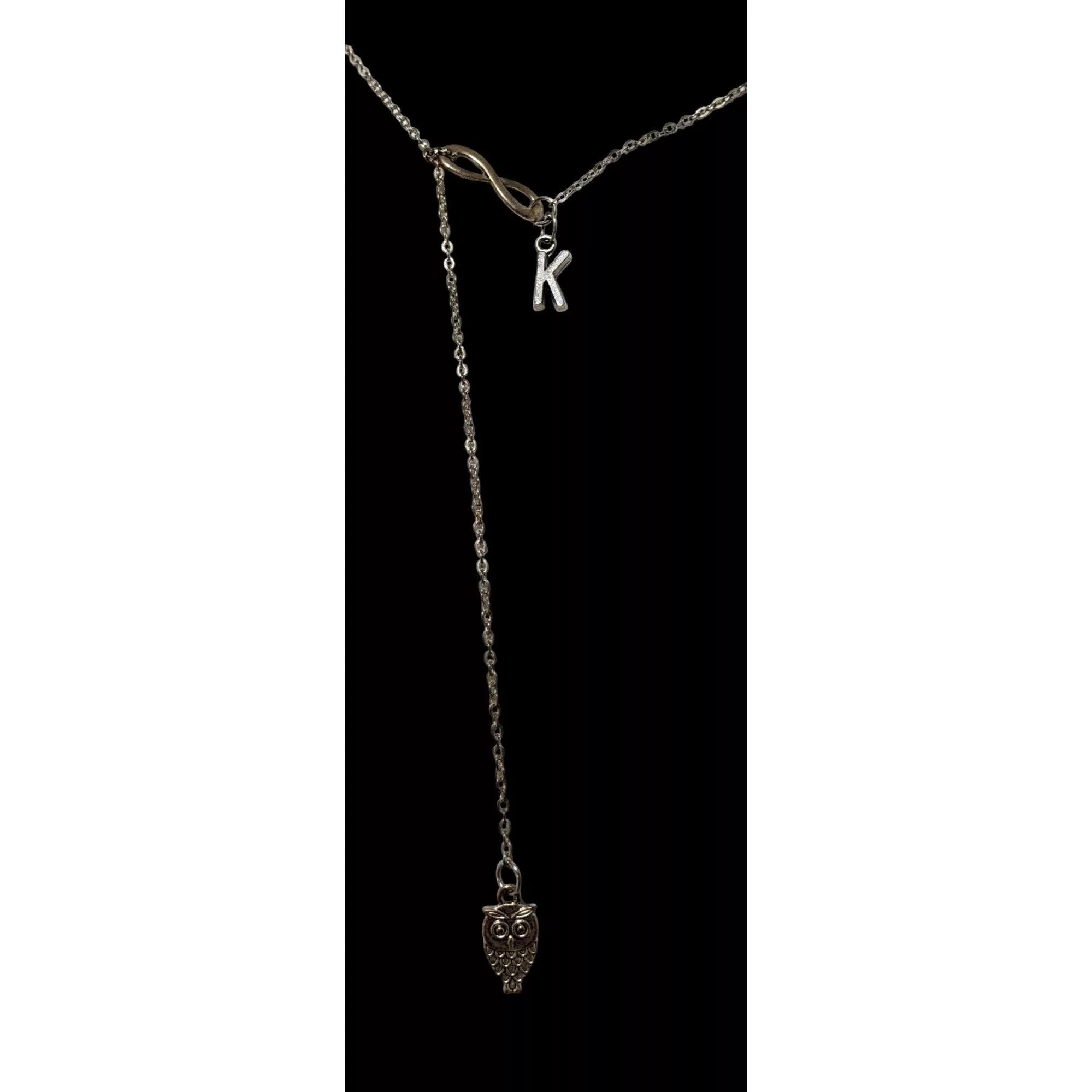Other Necklaces Other Infinity Owl Initial Drop Necklace Silver