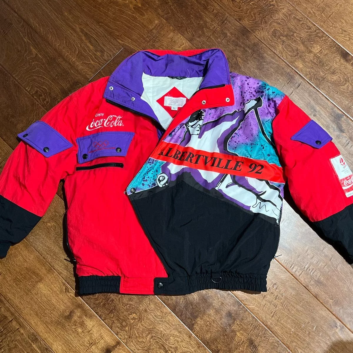 Coca Cola Bombers Coca Cola × Vintage Vintage Coca Cola 1992 Winter Olympic Ski Jacket Red